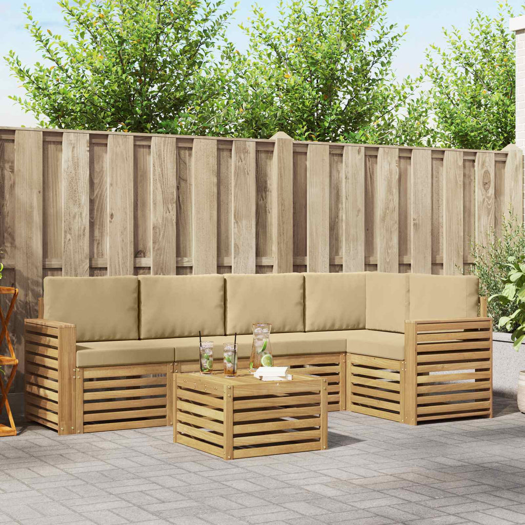 Outdoor-Sofagarnitur 6 pcs Weiß und Beige 59 x 59 x 37 cm