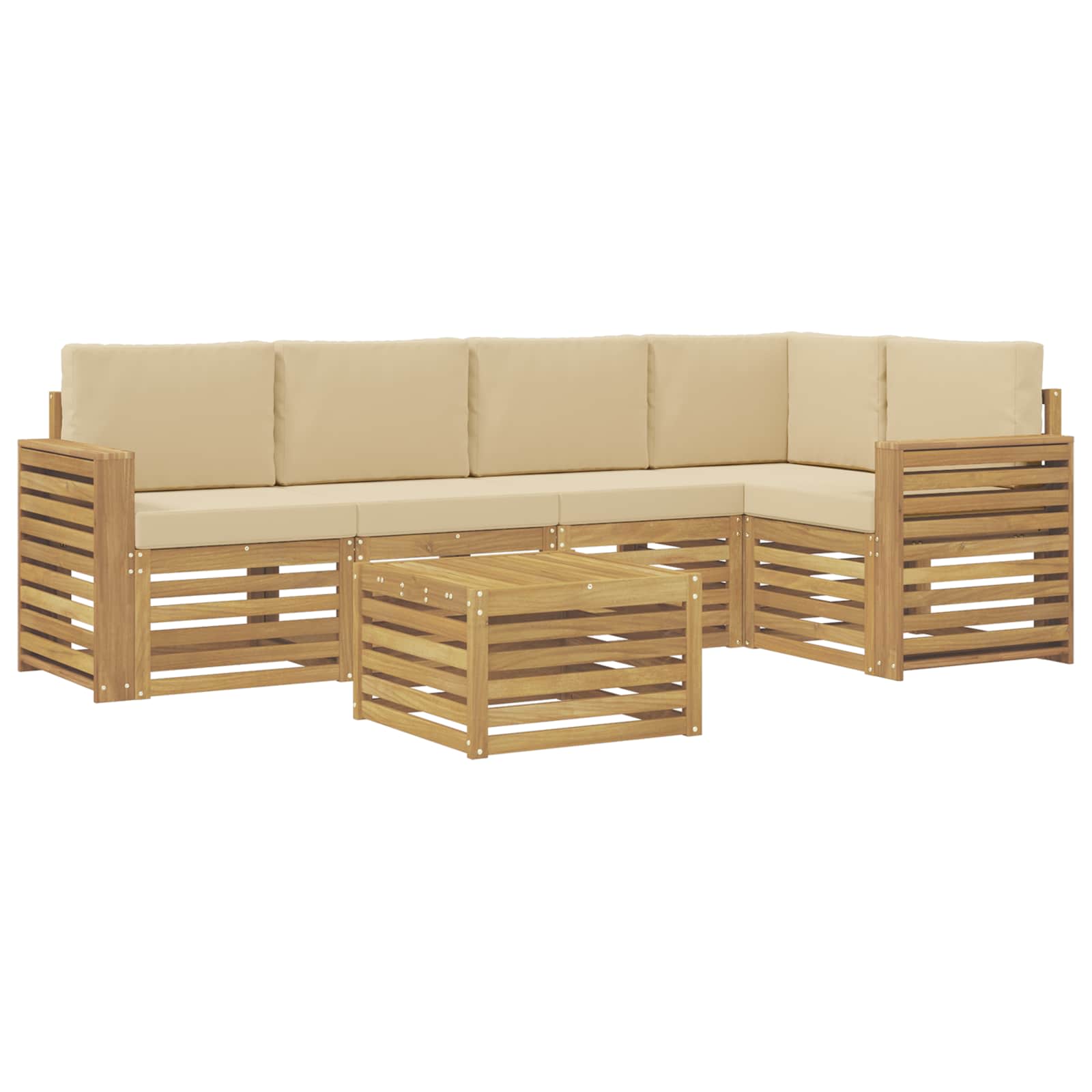 Outdoor-Sofagarnitur 6 pcs Weiß und Beige 59 x 59 x 37 cm