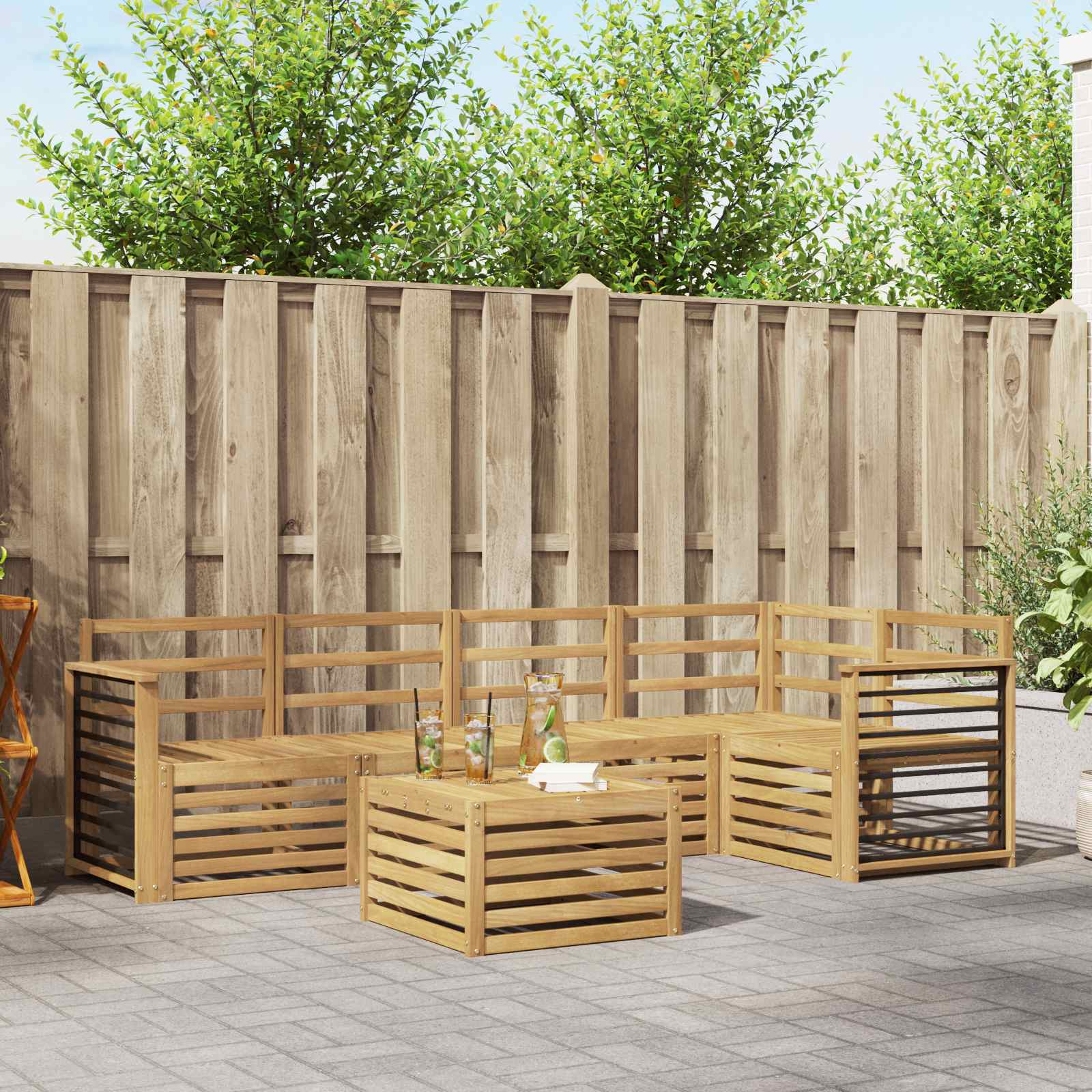 Outdoor-Sofagarnitur 6 pcs Weiß 59 x 59 x 37 cm
