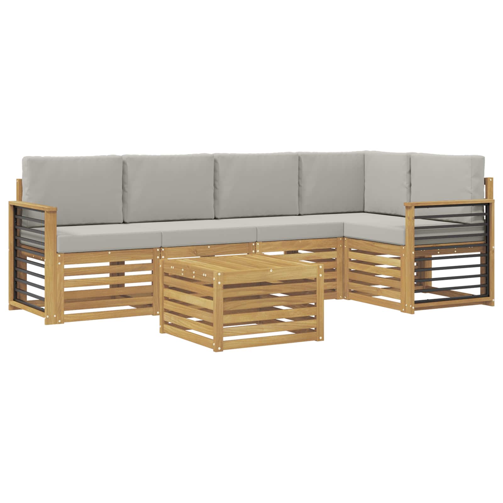 Outdoor-Sofagarnitur 6 pcs Weiß und Hellgrau 59 x 59 x 37 cm