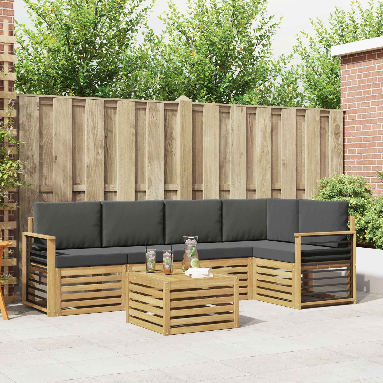 Outdoor-Sofagarnitur 6 pcs Weiß und Anthrazit 59 x 59 x 37 cm