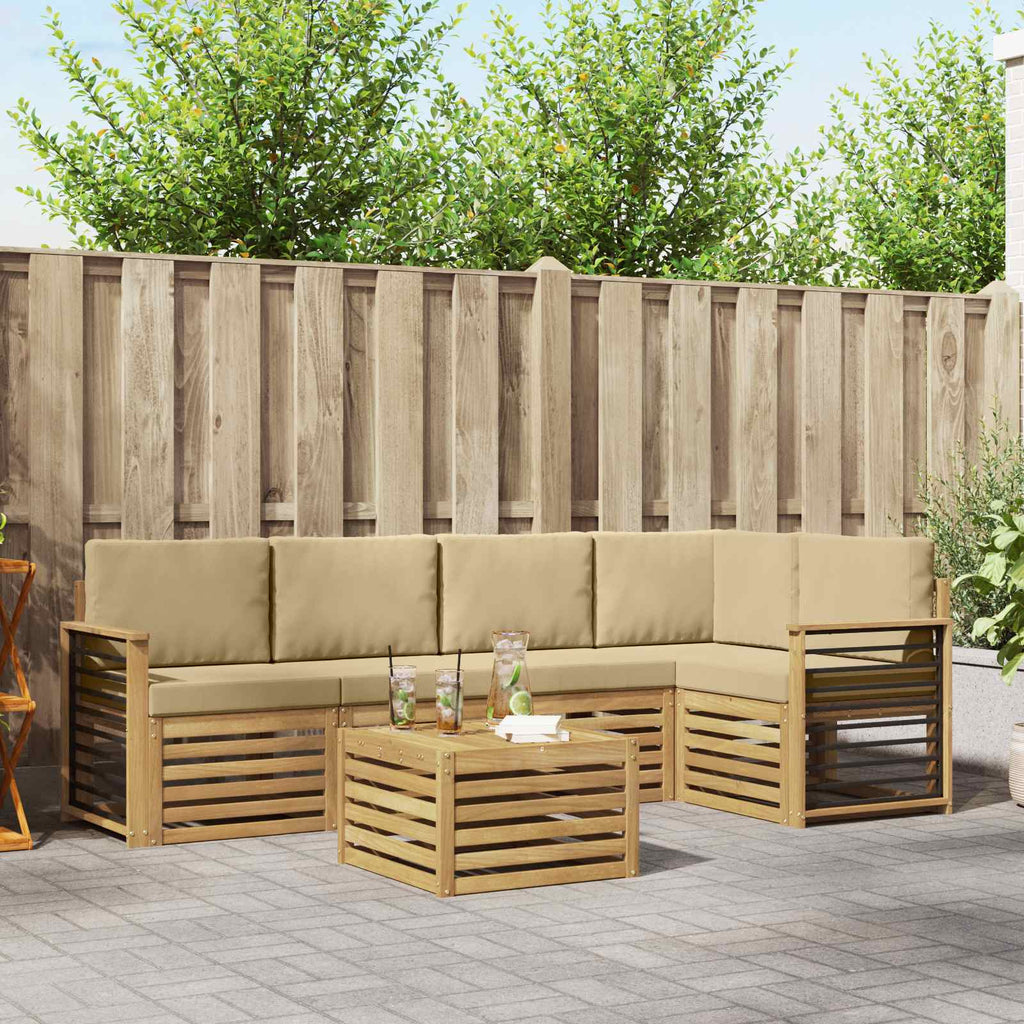 Outdoor-Sofagarnitur 6 pcs Weiß und Beige 59 x 59 x 37 cm