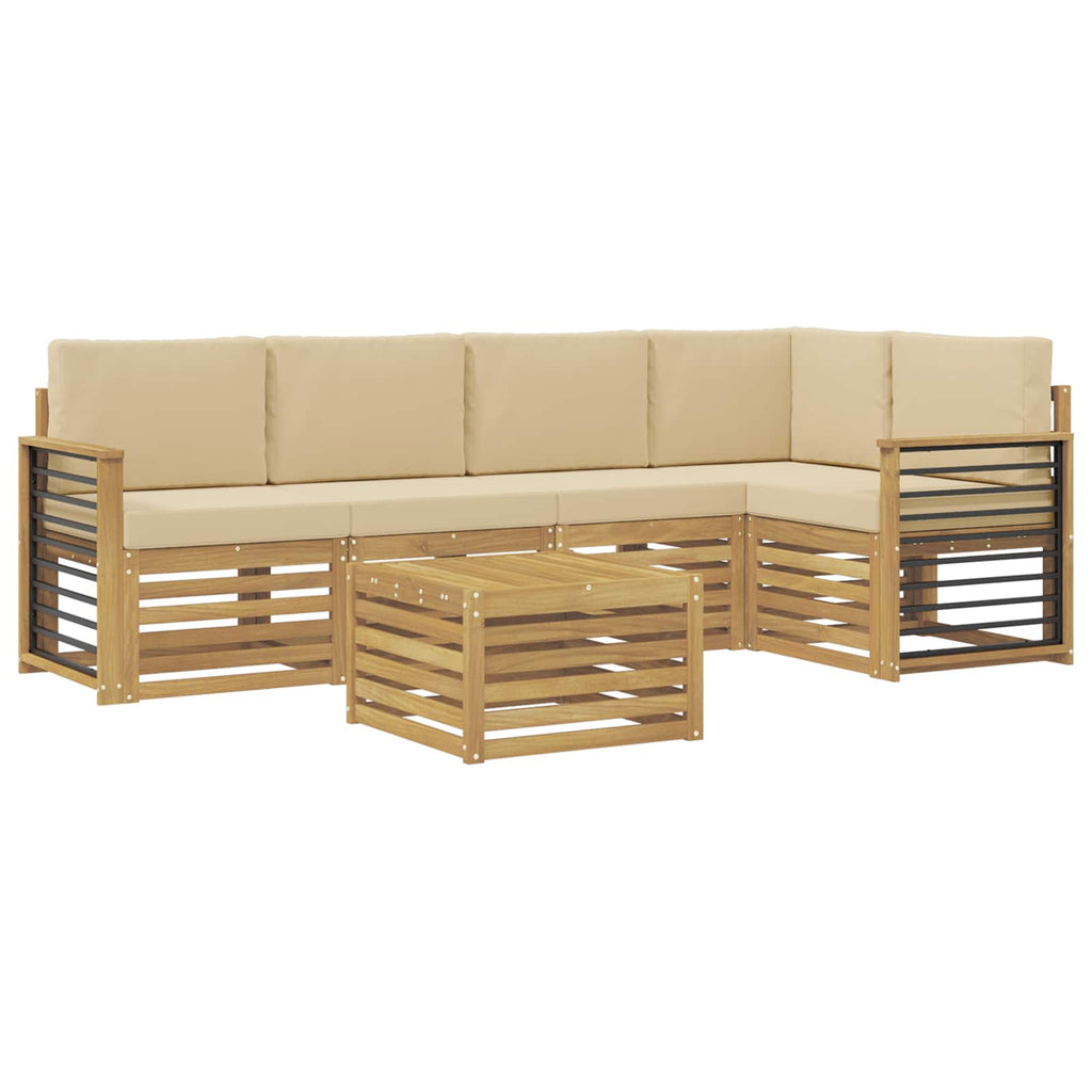 Outdoor-Sofagarnitur 6 pcs Weiß und Beige 59 x 59 x 37 cm