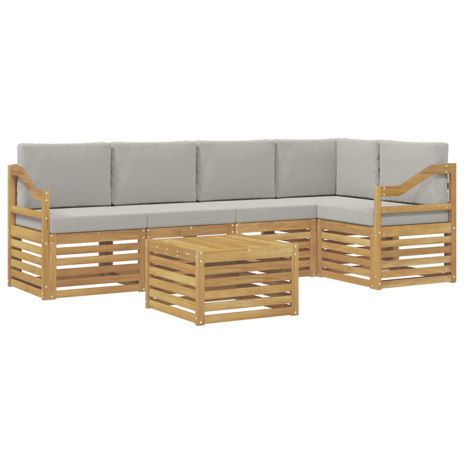 Outdoor-Sofagarnitur 6 pcs Weiß und Hellgrau 59 x 59 x 37 cm