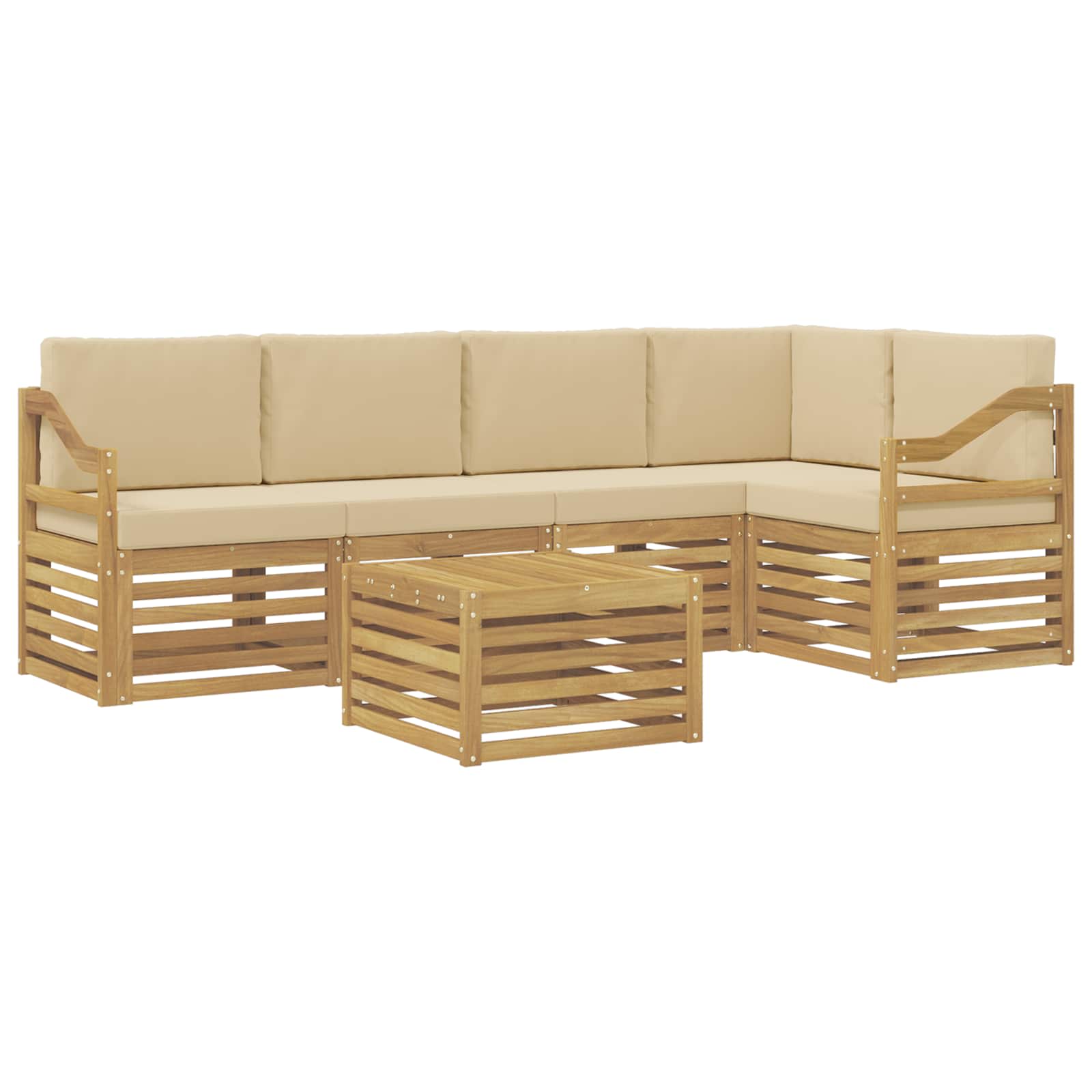 Outdoor-Sofagarnitur 6 pcs Weiß und Beige 59 x 59 x 37 cm
