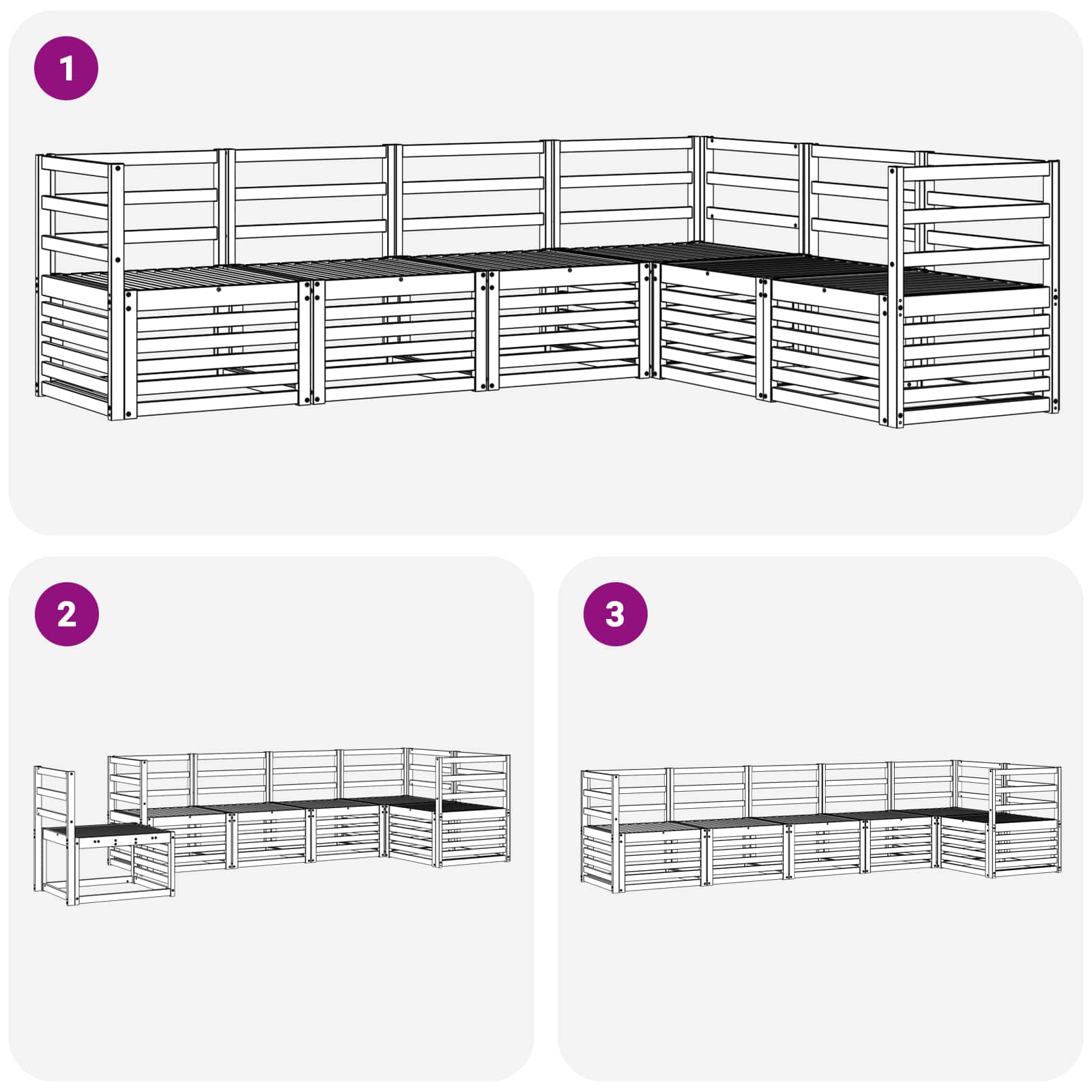 Outdoor-Sofagarnitur 6 pcs Weiß 304 x 126,5 x 73 cm
