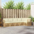 Ecksofa Set mit Kissen 6 pcs Weiß und Creme Massivholz Akazie