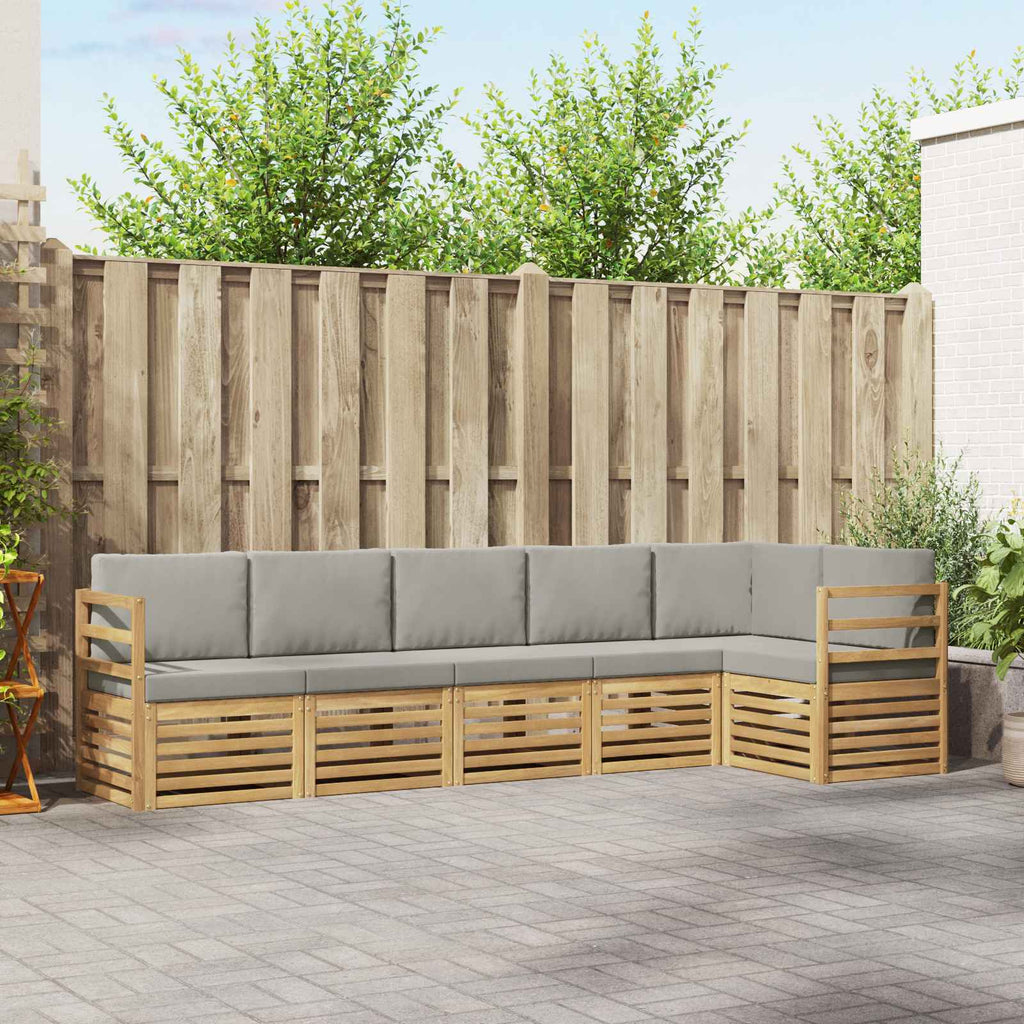 Outdoor-Sofagarnitur 6 pcs Weiß und Hellgrau