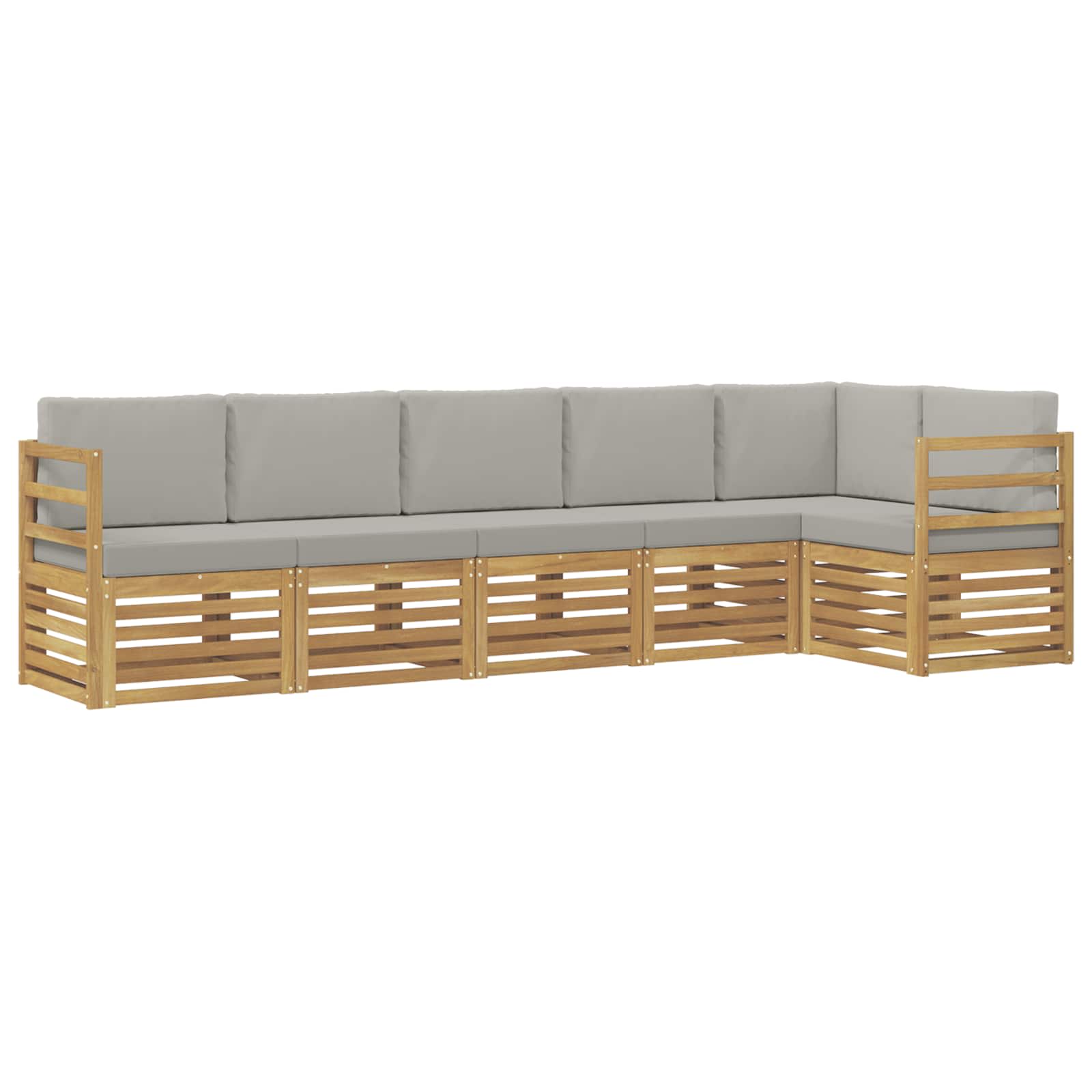 Outdoor-Sofagarnitur 6 pcs Weiß und Hellgrau