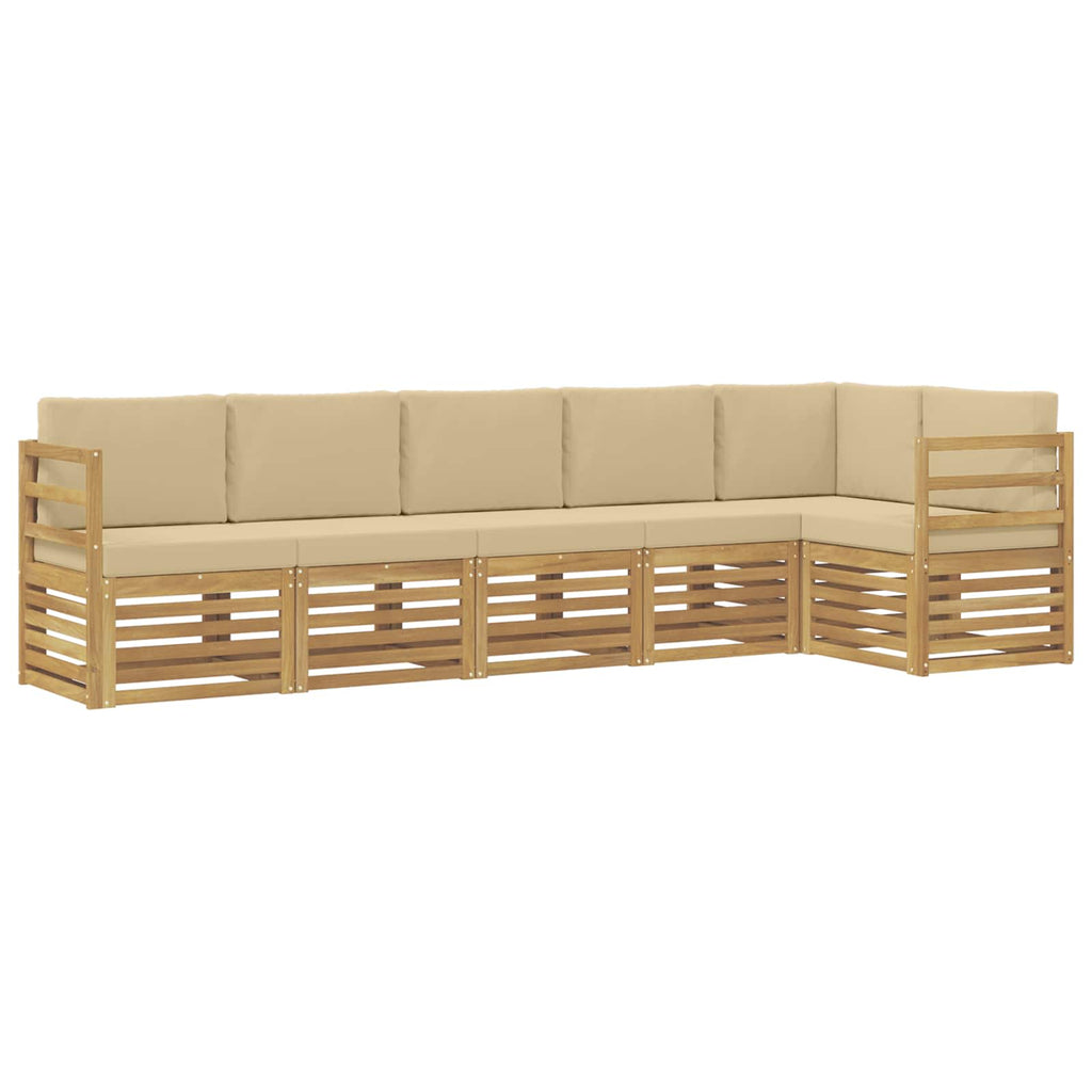 Outdoor-Sofagarnitur 6 pcs Weiß und Beige 306 x 128,5 x 73 cm