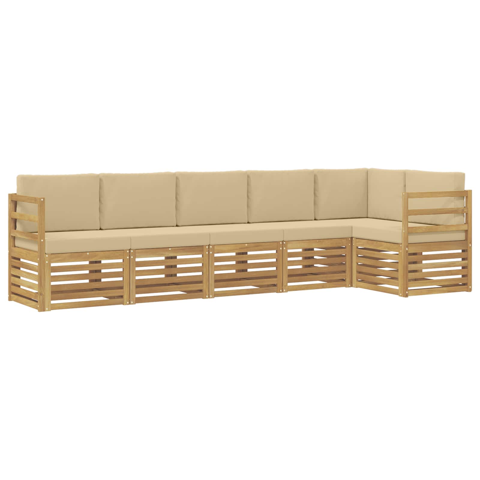 Outdoor-Sofagarnitur 6 pcs Weiß und Beige 306 x 128,5 x 73 cm