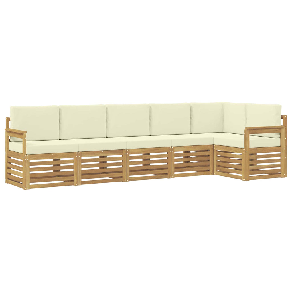 Outdoor-Sofagarnitur 6 pcs Weiß und Creme 306 x 128,5 x 73 cm
