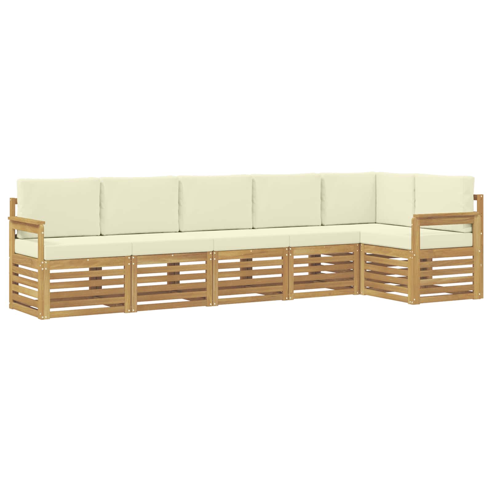 Outdoor-Sofagarnitur 6 pcs Weiß und Creme 306 x 128,5 x 73 cm