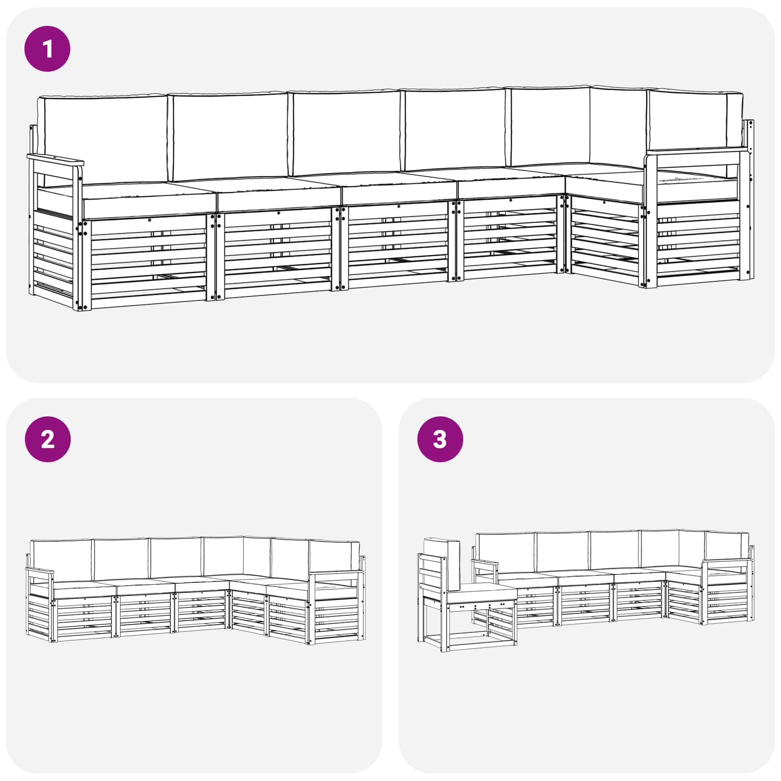 Outdoor-Sofagarnitur 6 pcs Weiß und Creme 306 x 128,5 x 73 cm