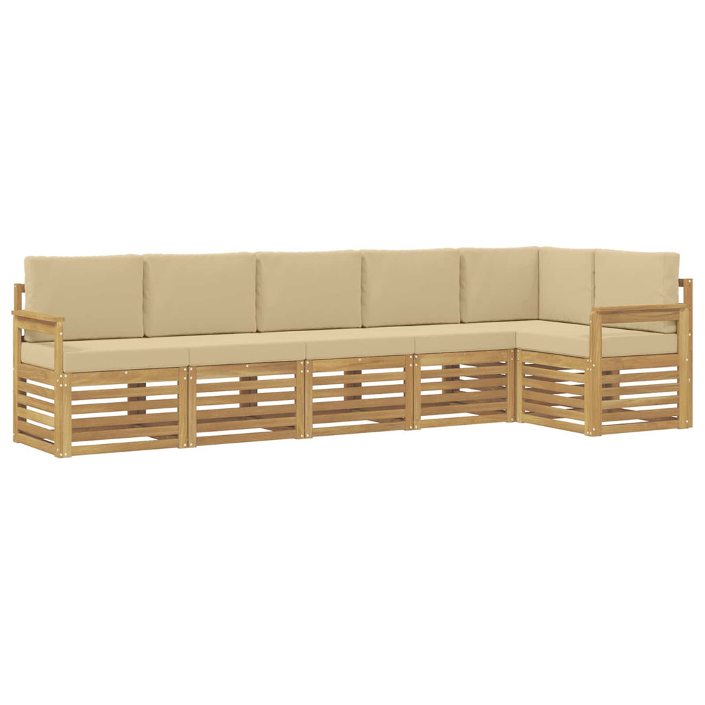 Outdoor-Sofagarnitur 6 pcs Weiß und Beige 306 x 128,5 x 73 cm