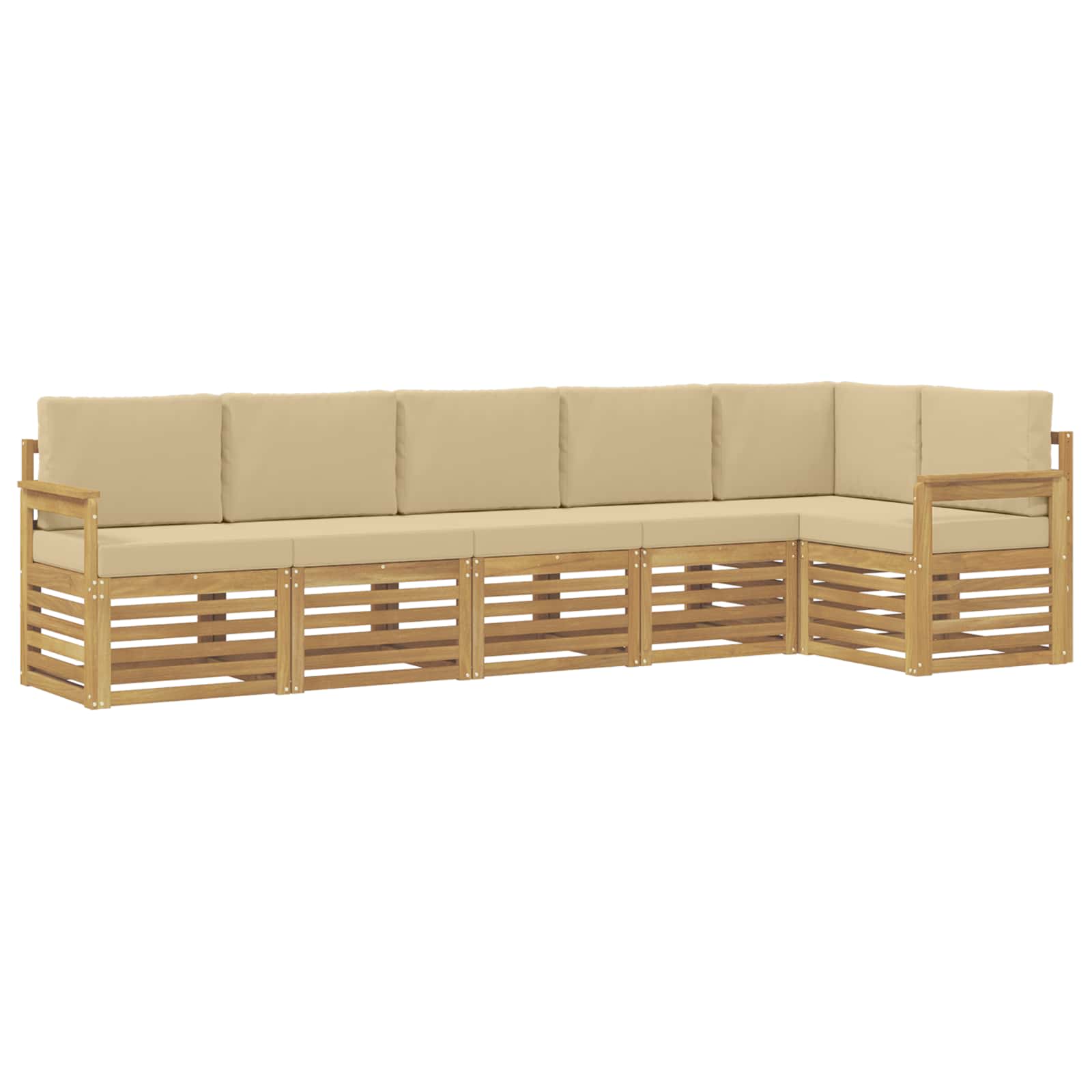 Outdoor-Sofagarnitur 6 pcs Weiß und Beige 306 x 128,5 x 73 cm