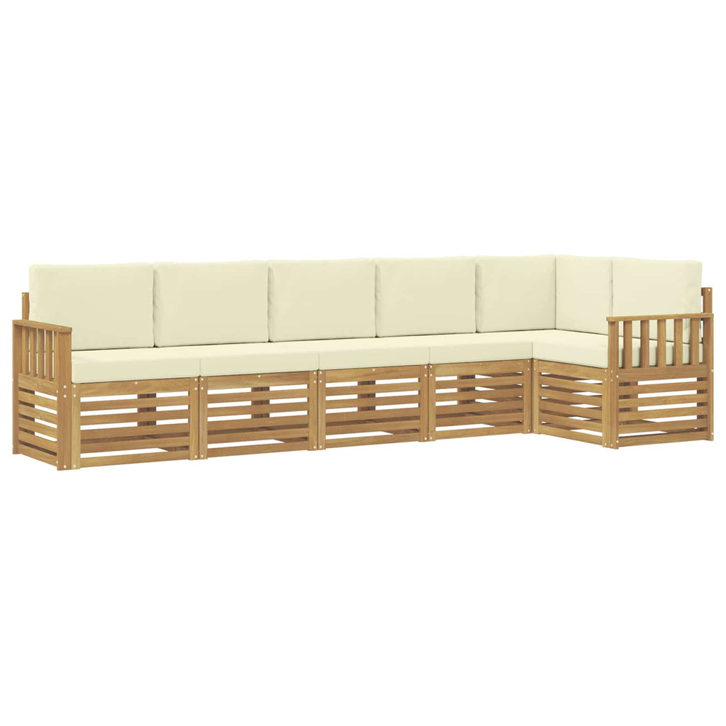 Outdoor-Sofagarnitur 6 pcs Weiß und Creme 306 x 128,5 x 73 cm