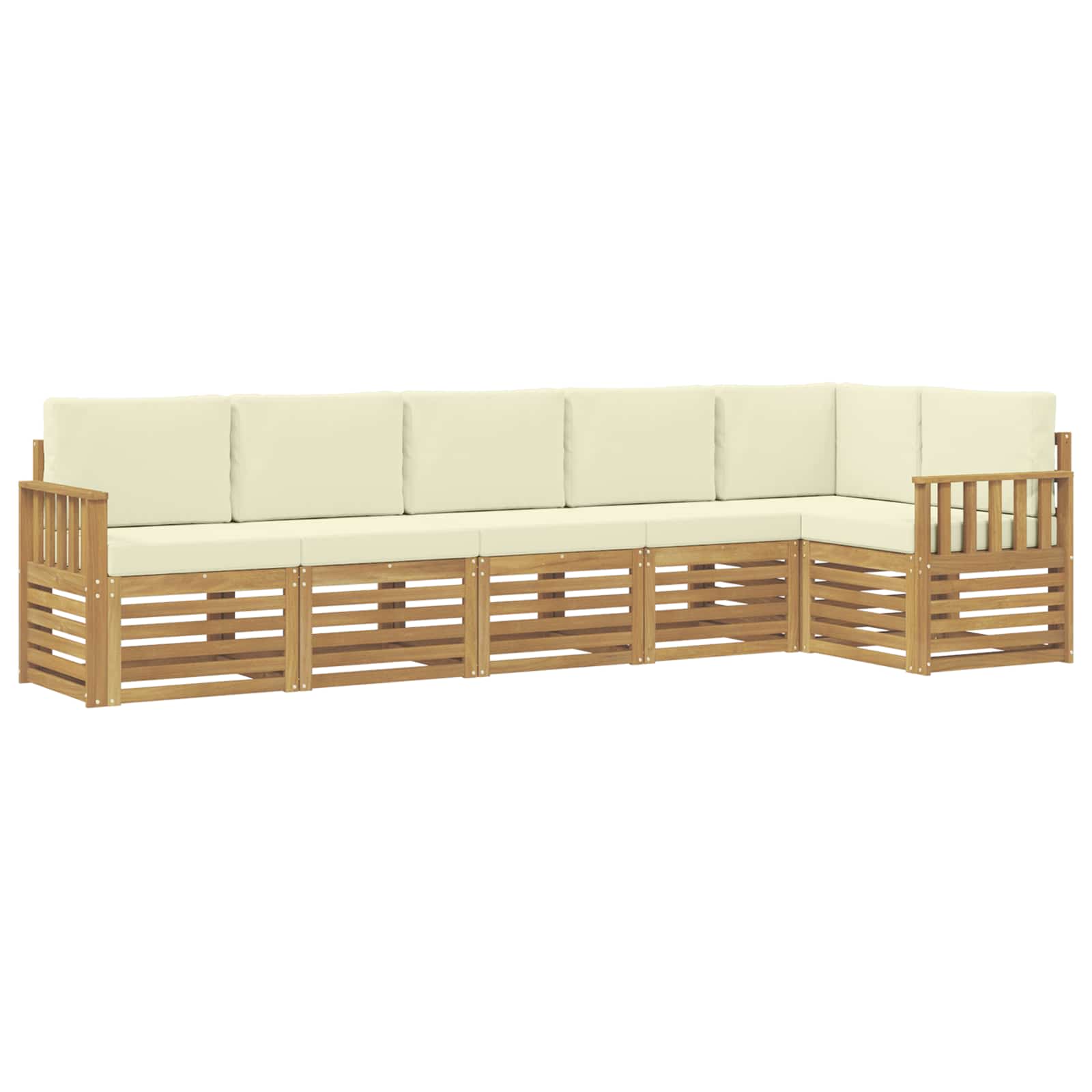 Outdoor-Sofagarnitur 6 pcs Weiß und Creme 306 x 128,5 x 73 cm