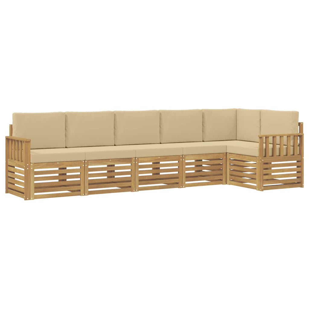 Outdoor-Sofagarnitur 6 pcs Weiß und Beige 306 x 128,5 x 73 cm