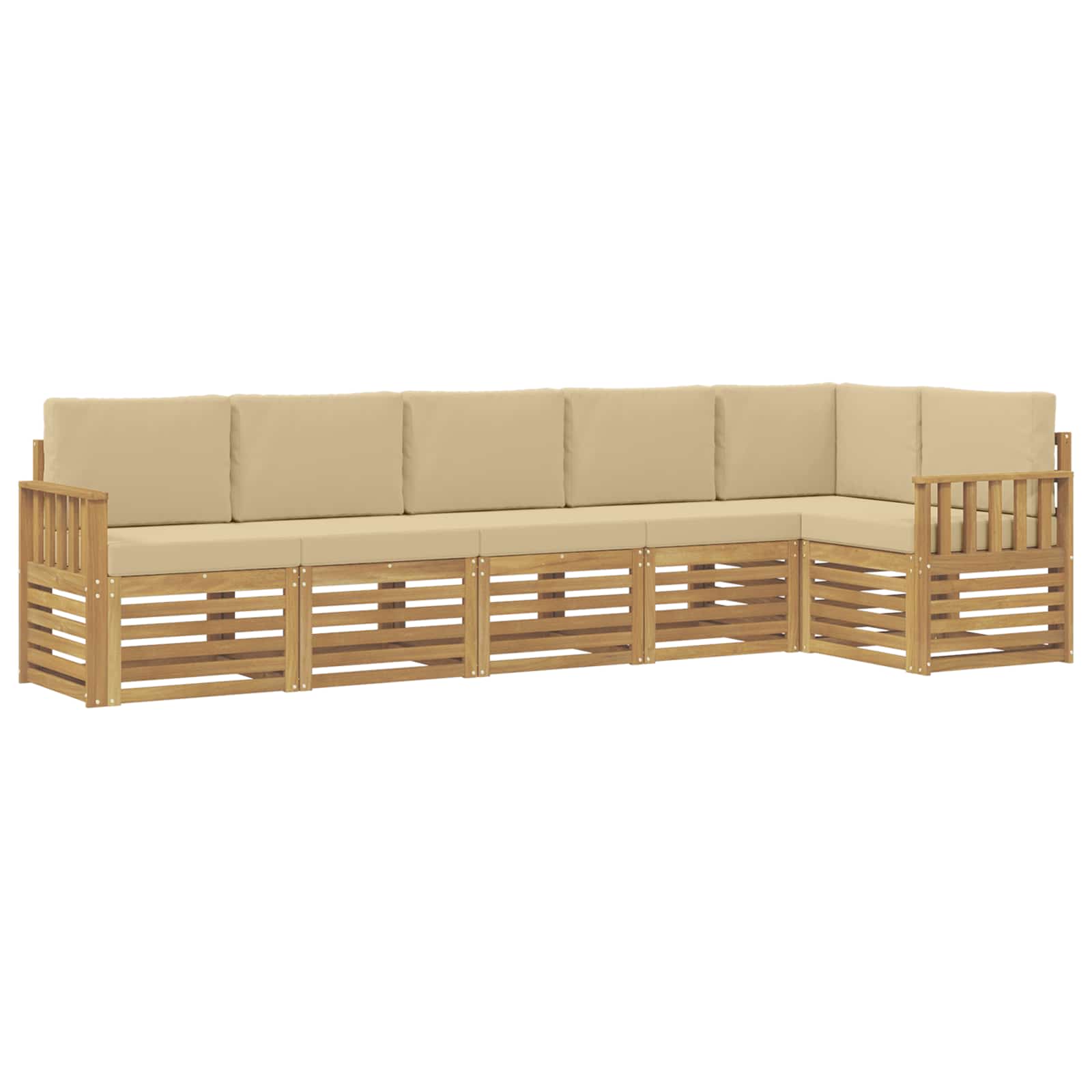 Outdoor-Sofagarnitur 6 pcs Weiß und Beige 306 x 128,5 x 73 cm