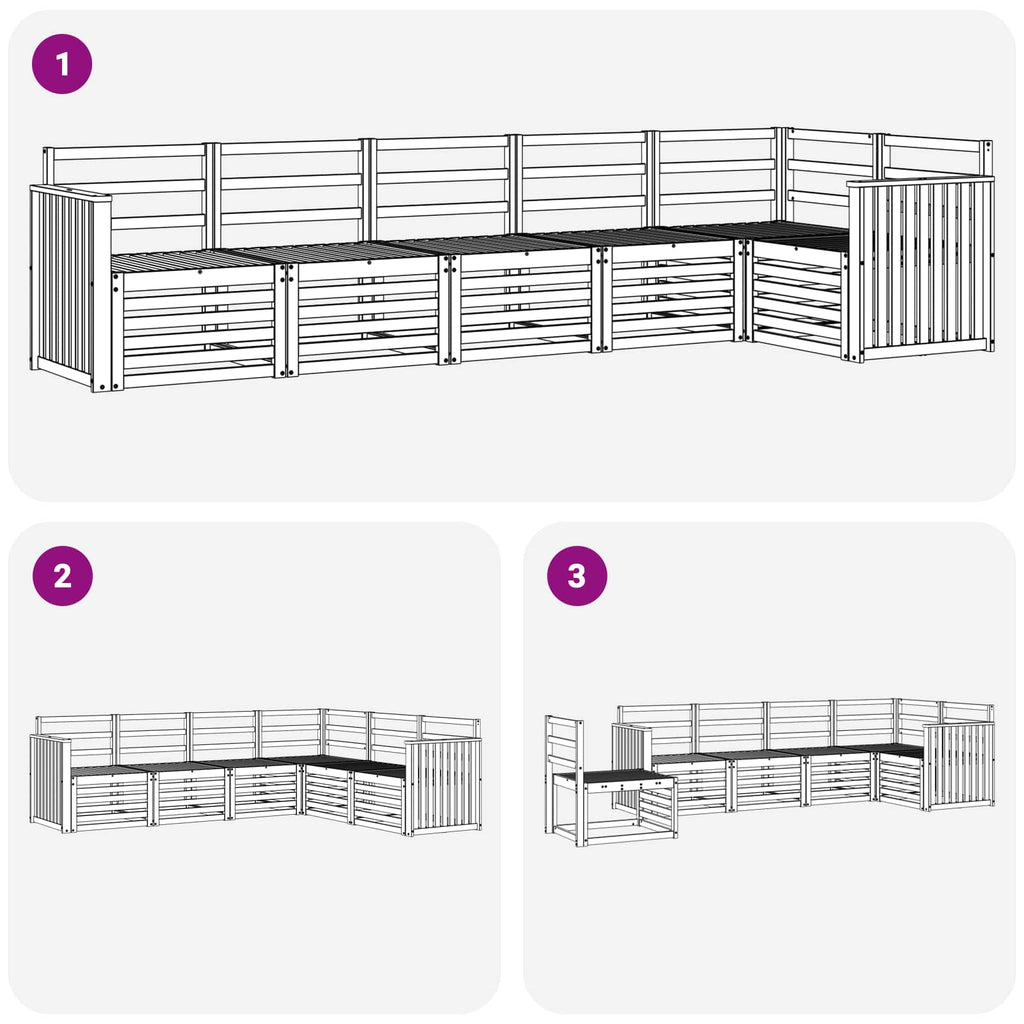 Outdoor-Sofagarnitur 6 pcs Weiß 306 x 128,5 x 73 cm