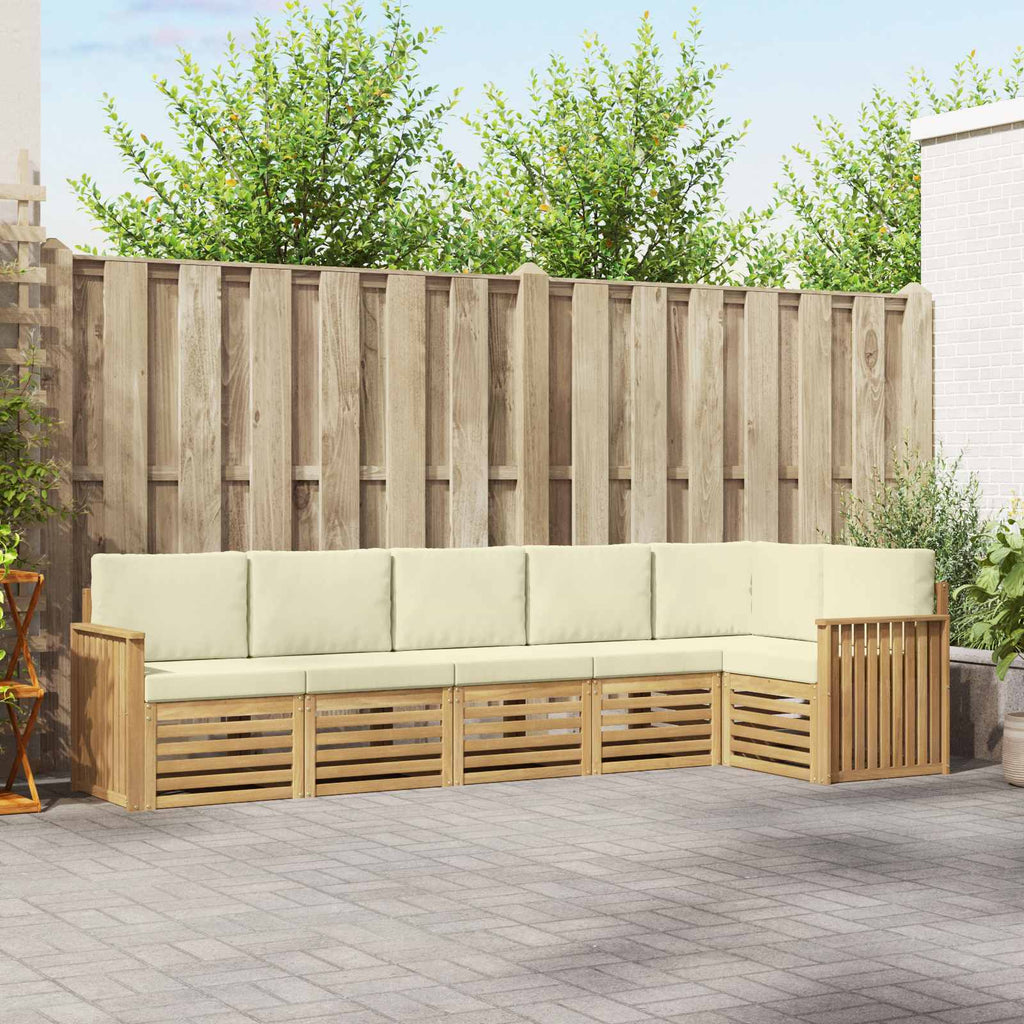 Outdoor-Sofagarnitur 6 pcs Weiß und Creme 306 x 128,5 x 73 cm