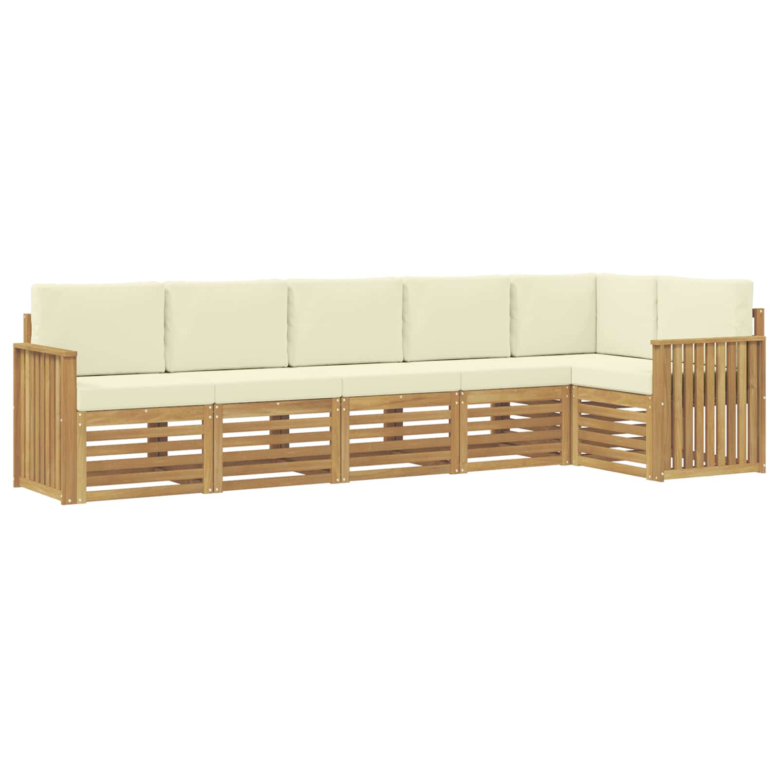 Outdoor-Sofagarnitur 6 pcs Weiß und Creme 306 x 128,5 x 73 cm