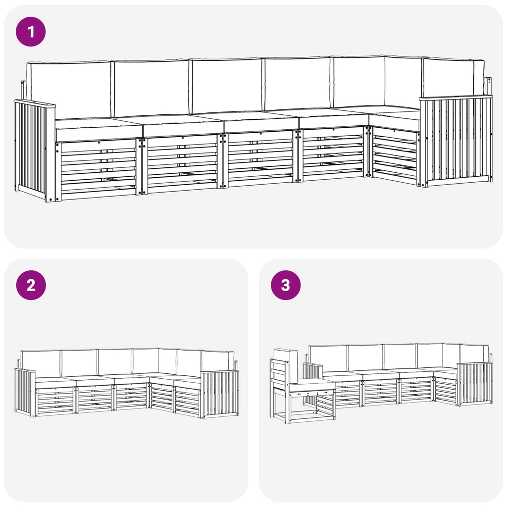 Outdoor-Sofagarnitur 6 pcs Weiß und Hellgrau
