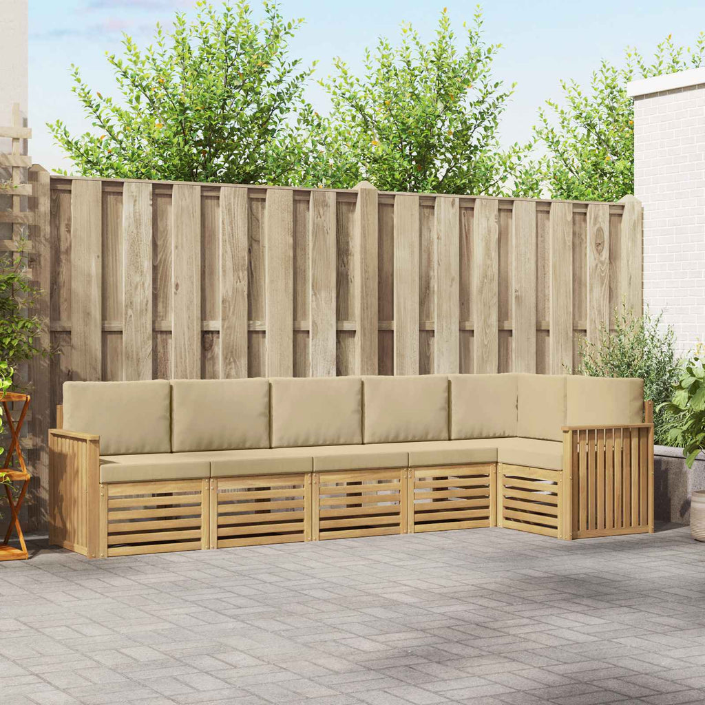 Outdoor-Sofagarnitur 6 pcs Weiß und Beige 306 x 128,5 x 73 cm