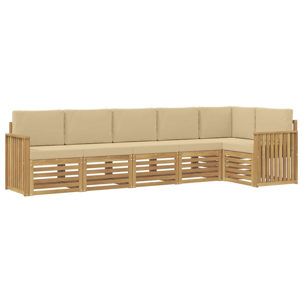 Outdoor-Sofagarnitur 6 pcs Weiß und Beige 306 x 128,5 x 73 cm