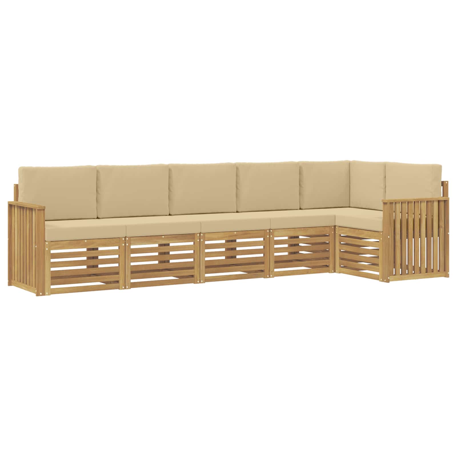 Outdoor-Sofagarnitur 6 pcs Weiß und Beige 306 x 128,5 x 73 cm
