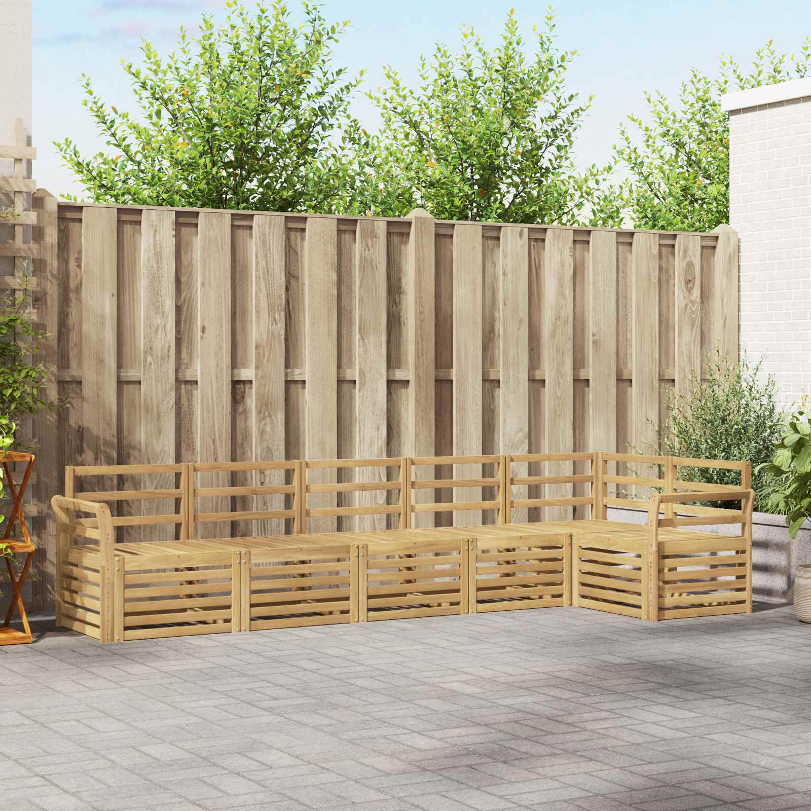 Outdoor-Sofagarnitur 6 pcs Weiß 308 x 130,5 x 73 cm