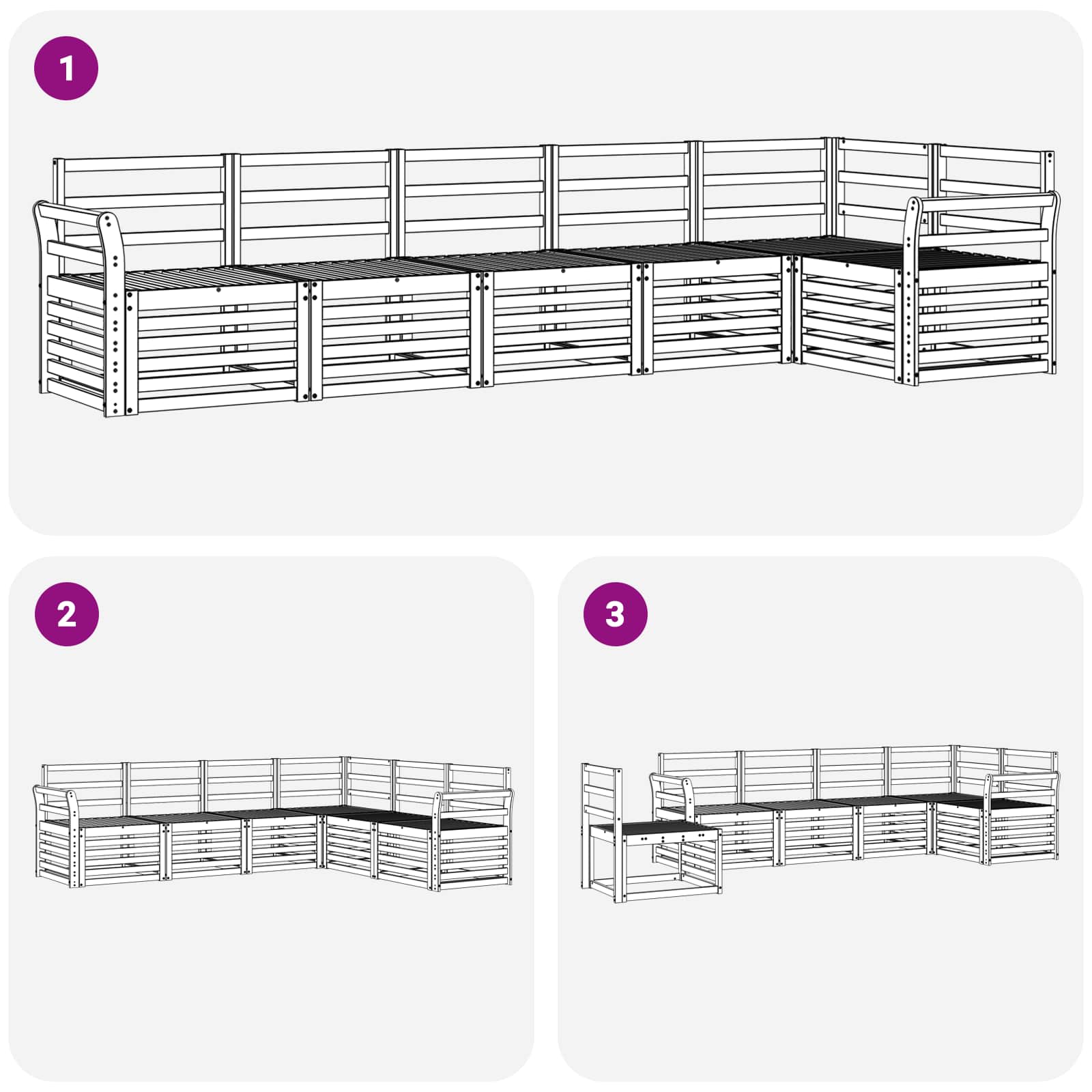 Outdoor-Sofagarnitur 6 pcs Weiß 308 x 130,5 x 73 cm