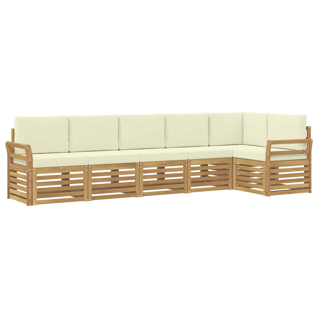 Outdoor-Sofagarnitur 6 pcs Weiß und Creme 308 x 130,5 x 73 cm