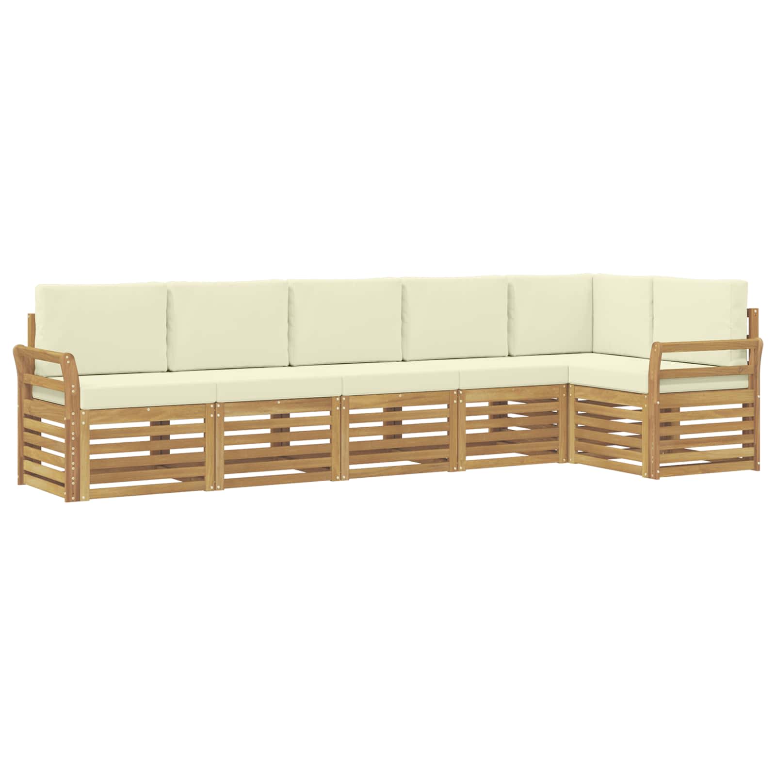 Outdoor-Sofagarnitur 6 pcs Weiß und Creme 308 x 130,5 x 73 cm