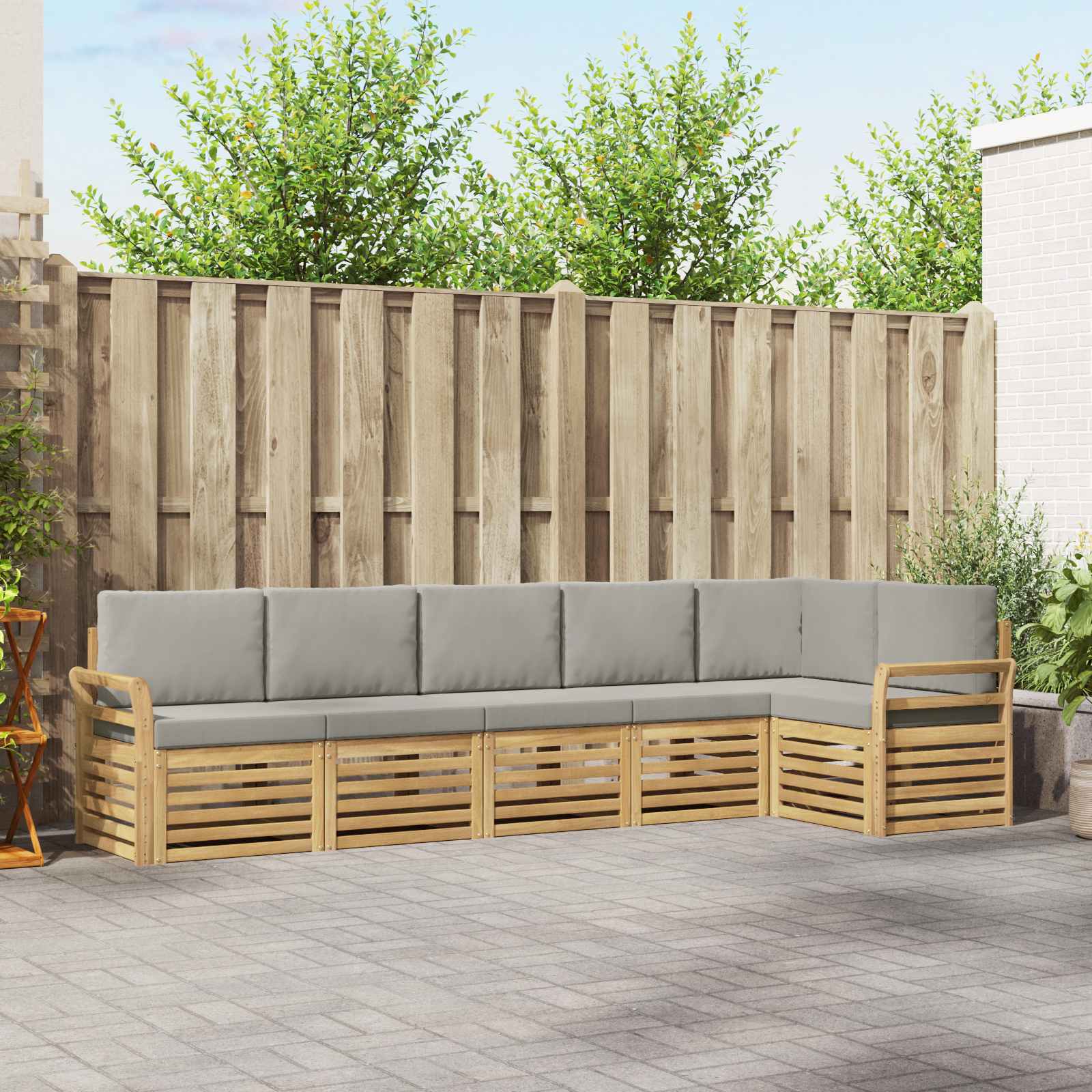 Outdoor-Sofagarnitur 6 pcs Weiß und Hellgrau