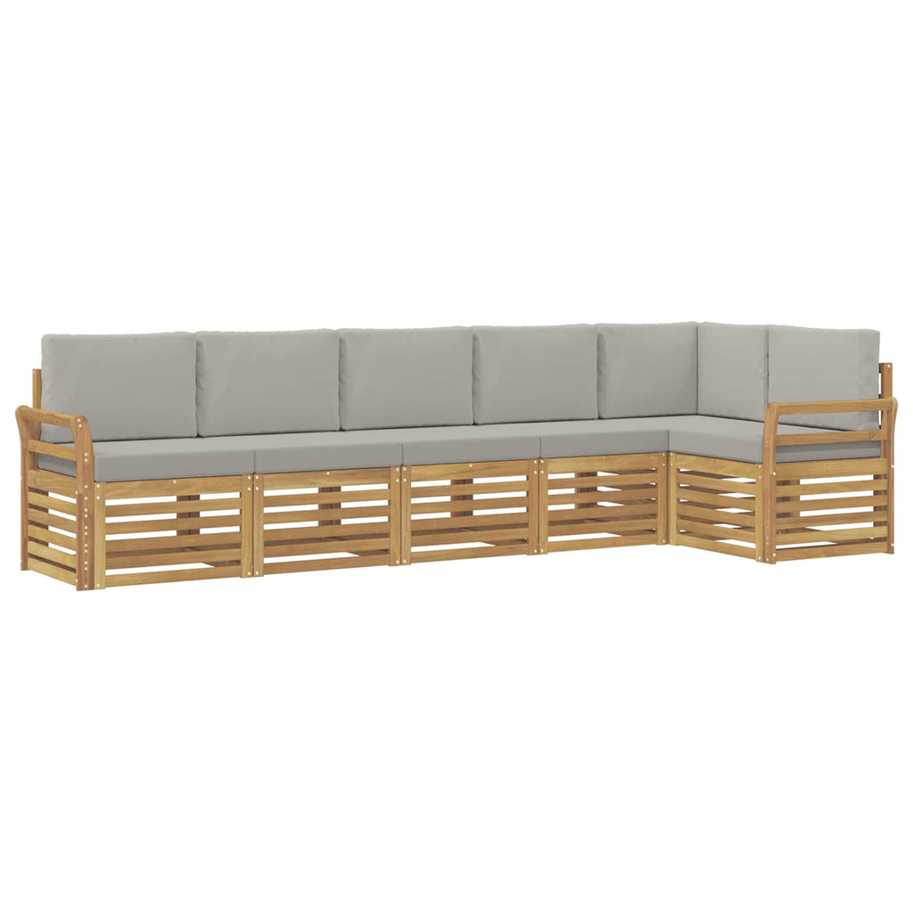 Outdoor-Sofagarnitur 6 pcs Weiß und Hellgrau