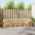 Outdoor-Sofagarnitur 6 pcs Weiß und Beige 308 x 130,5 x 73 cm