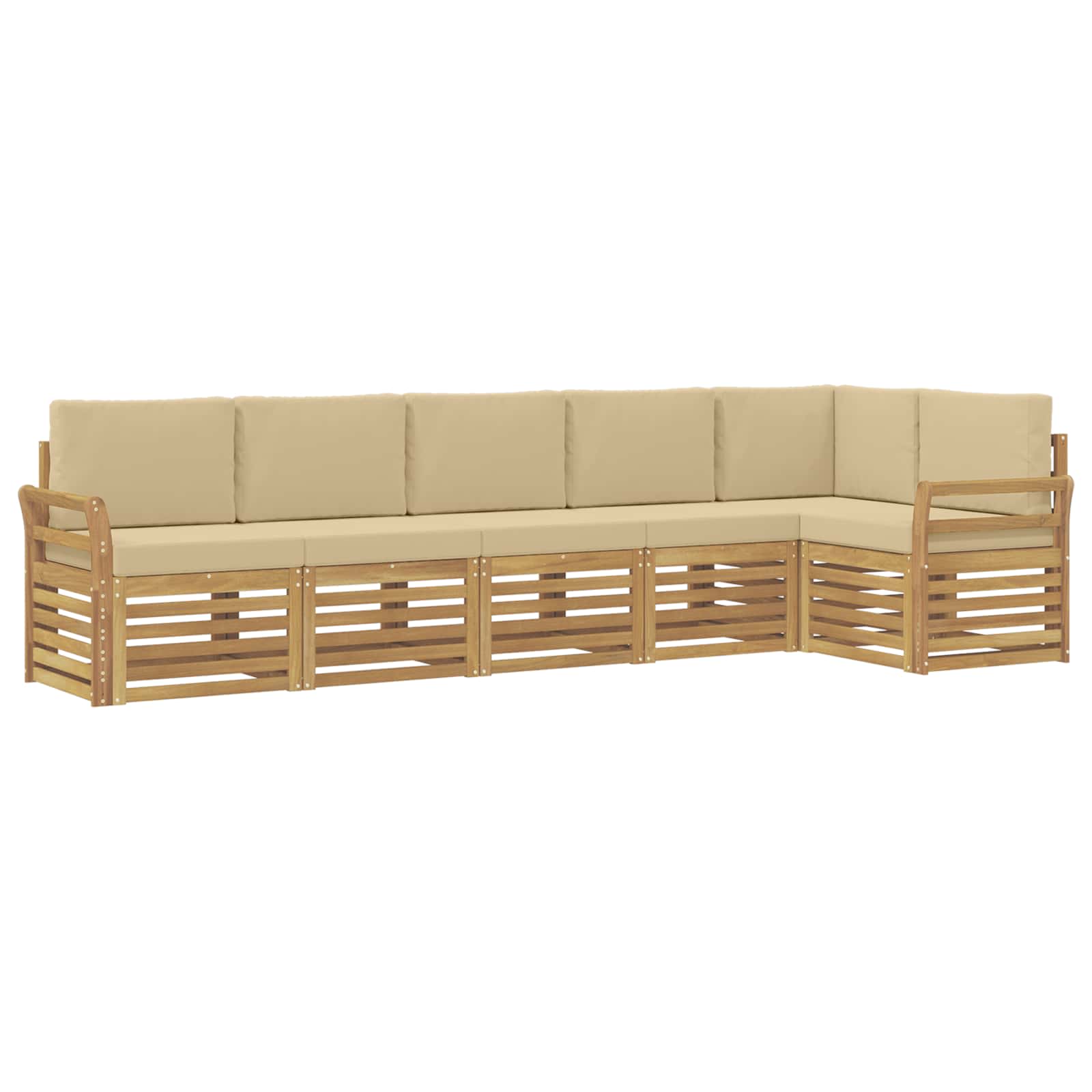 Outdoor-Sofagarnitur 6 pcs Weiß und Beige 308 x 130,5 x 73 cm