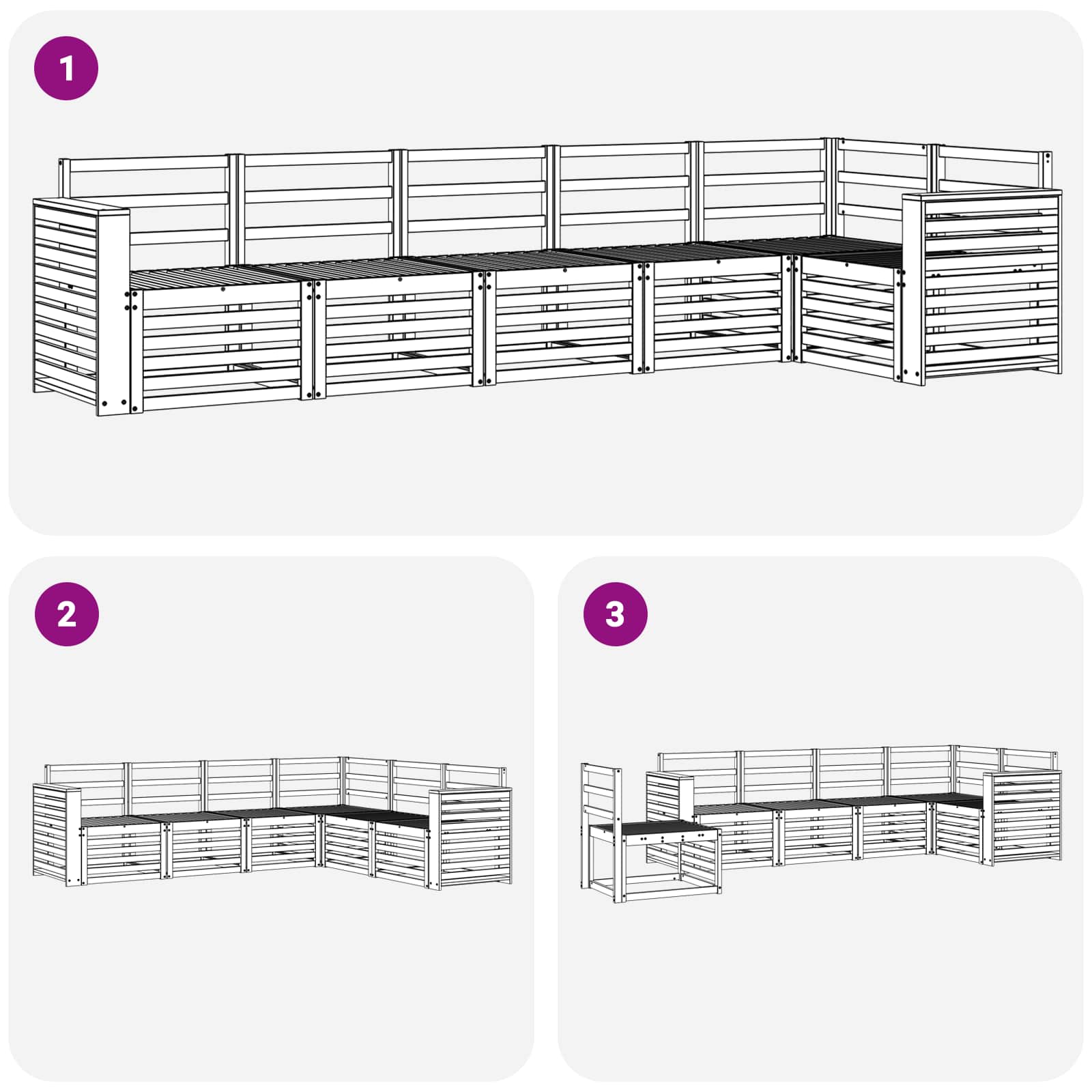 Outdoor-Sofagarnitur 6 pcs Weiß 310 x 132,5 x 73 cm