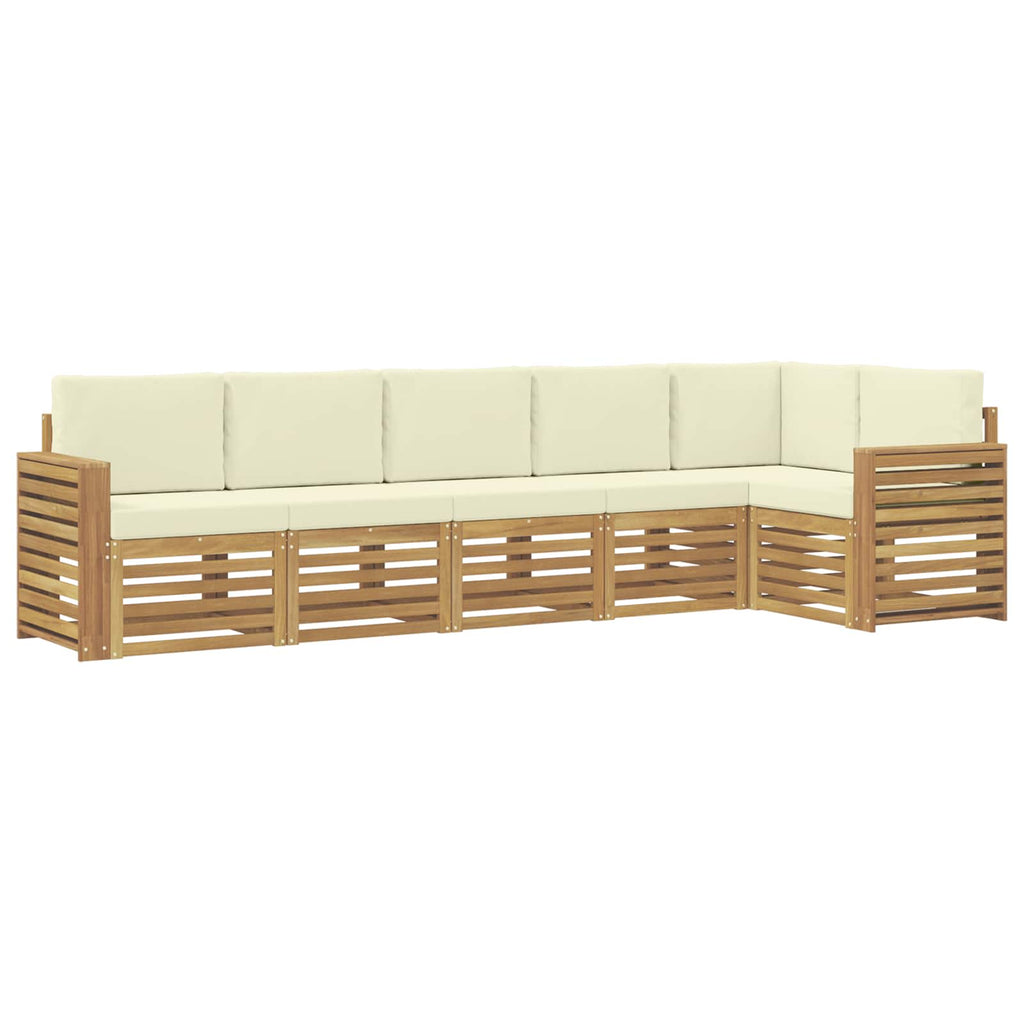 Outdoor-Sofagarnitur 6 pcs Weiß und Creme 310 x 132,5 x 73 cm