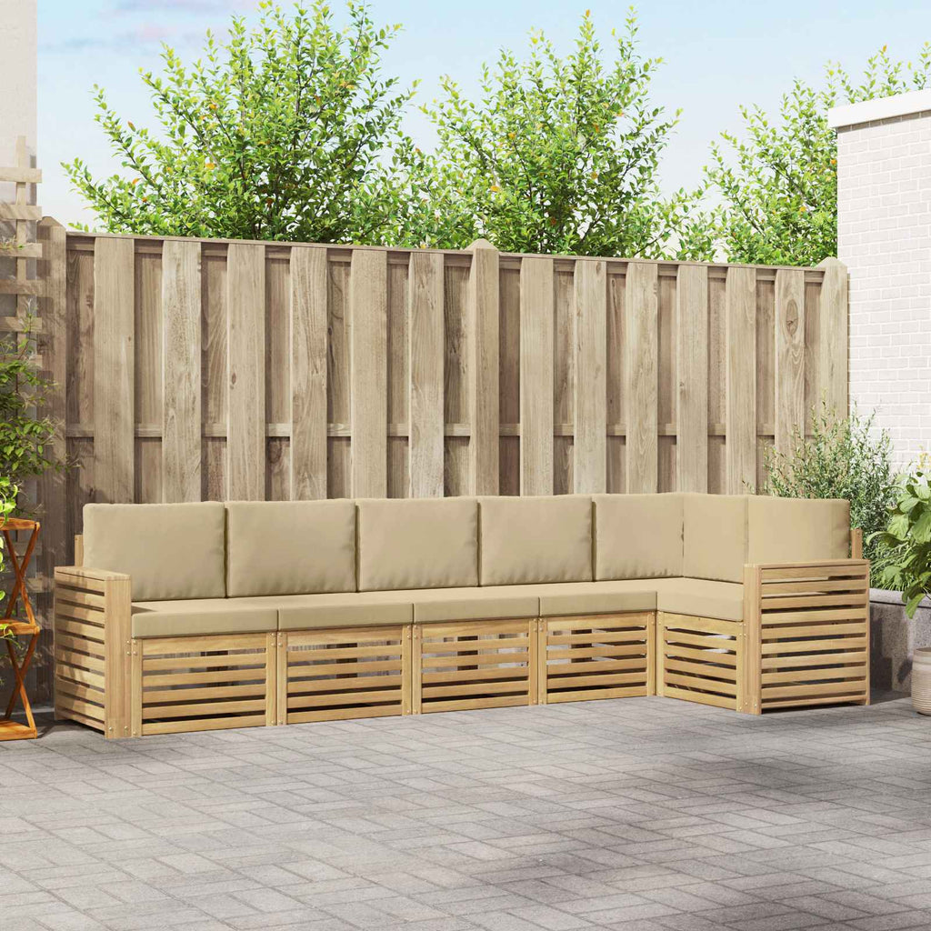 Outdoor-Sofagarnitur 6 pcs Weiß und Beige 310 x 132,5 x 73 cm