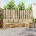 Outdoor-Sofagarnitur 6 pcs Weiß und Beige 310 x 132,5 x 73 cm