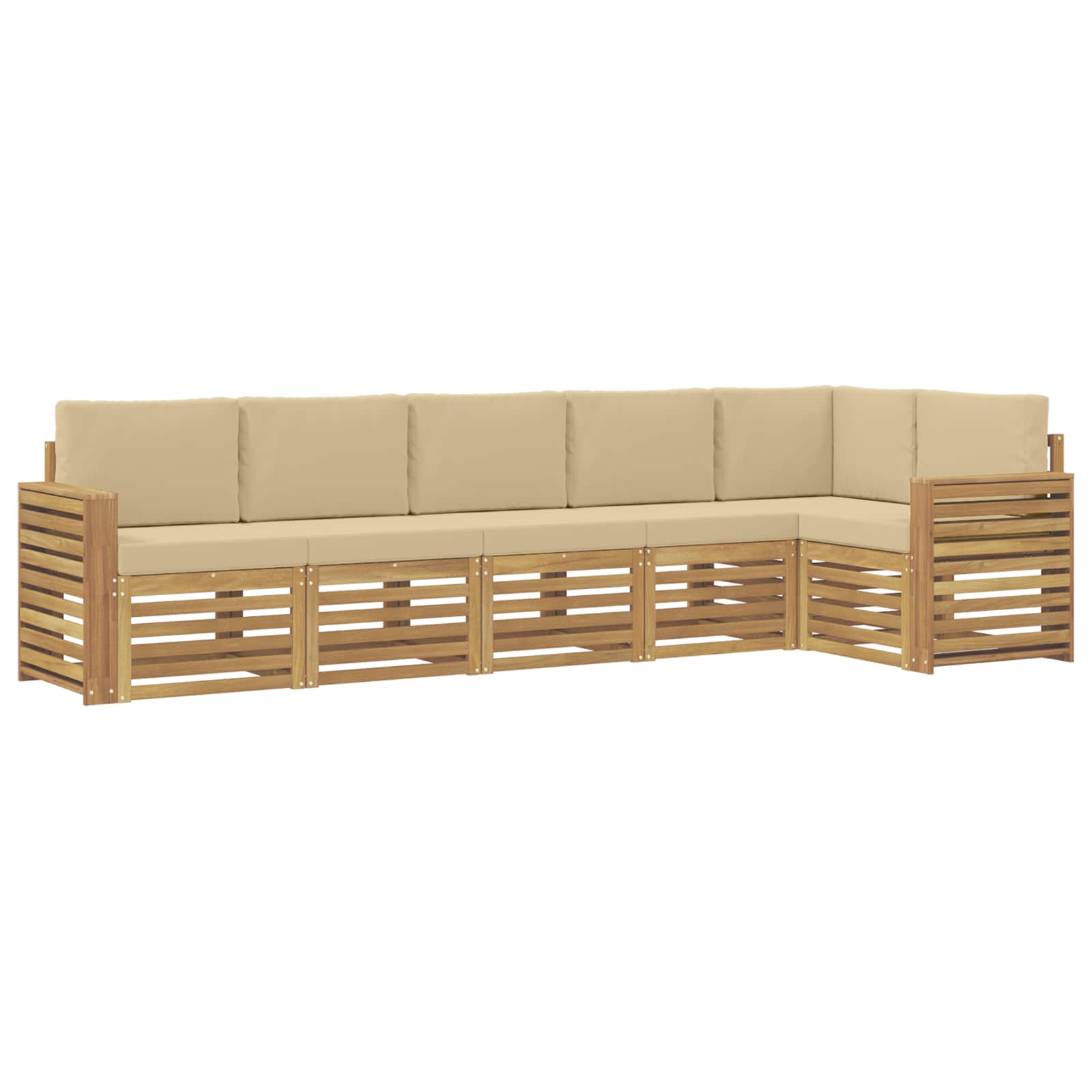 Outdoor-Sofagarnitur 6 pcs Weiß und Beige 310 x 132,5 x 73 cm