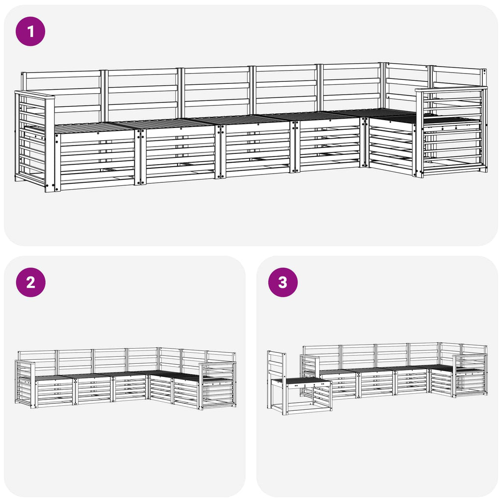 Outdoor-Sofagarnitur 6 pcs Weiß 306 x 128,5 x 73 cm