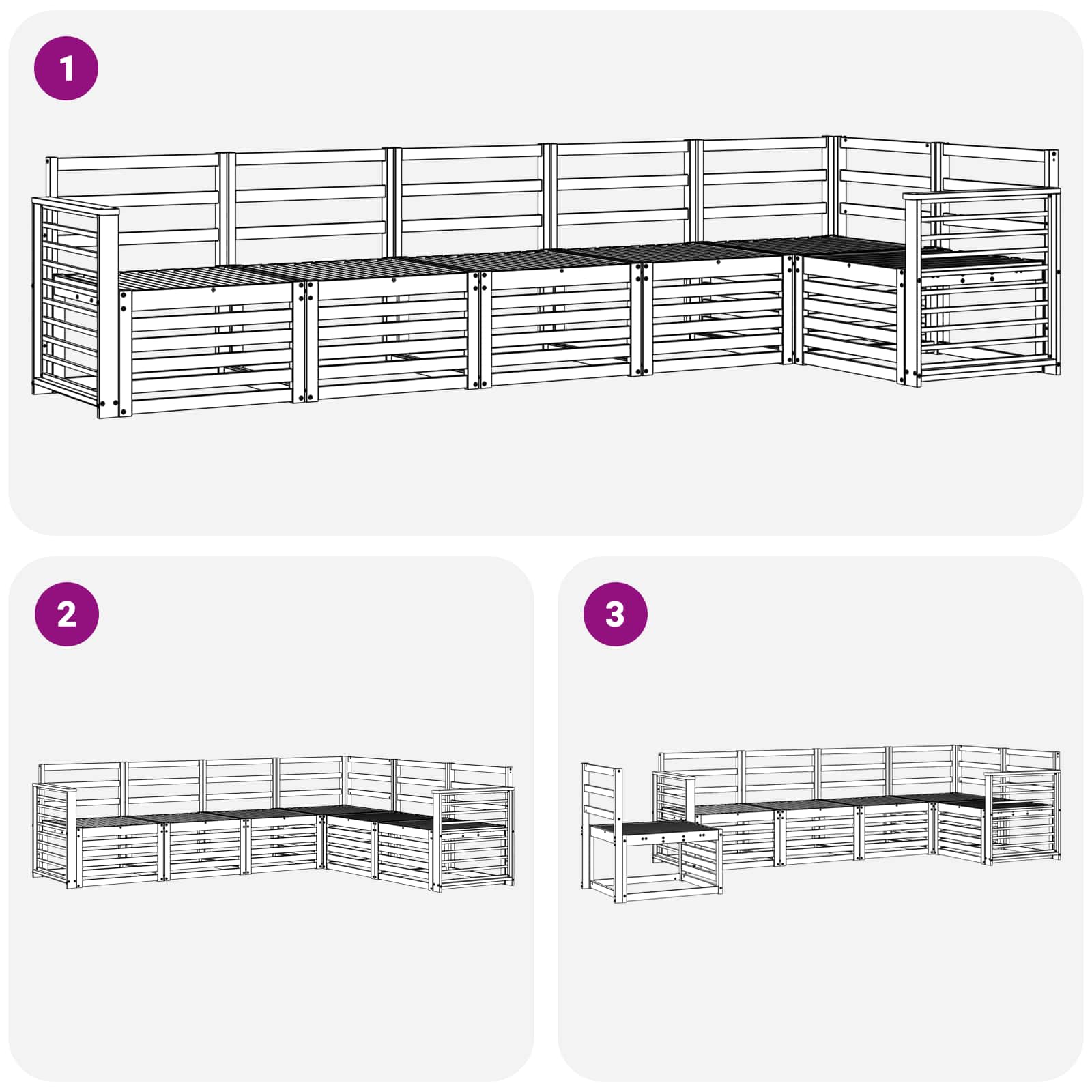 Outdoor-Sofagarnitur 6 pcs Weiß 306 x 128,5 x 73 cm