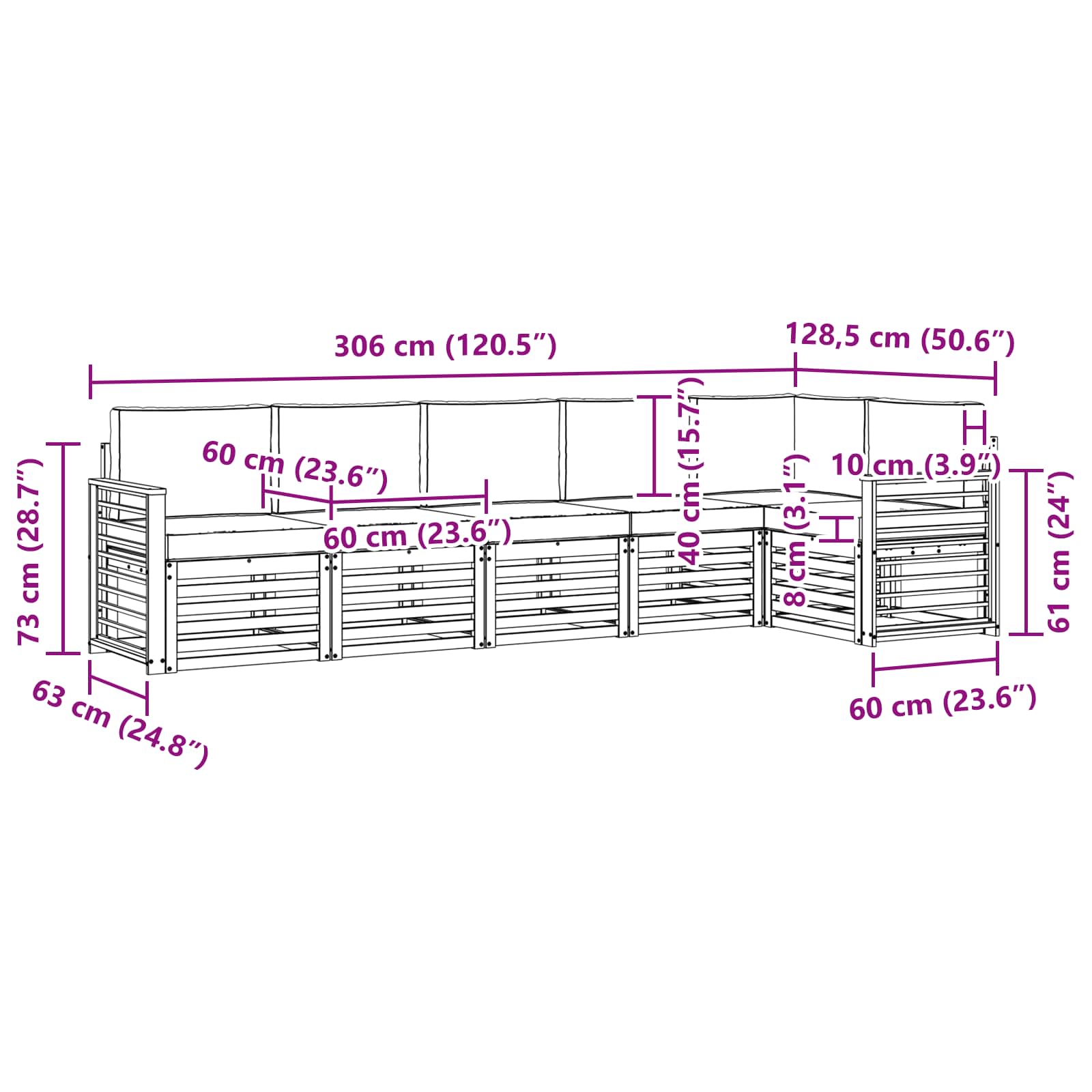 Outdoor-Sofagarnitur 6 pcs Weiß und Hellgrau