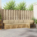 Outdoor-Sofagarnitur 6 pcs Weiß und Beige 306 x 128,5 x 73 cm