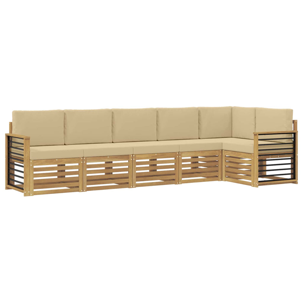 Outdoor-Sofagarnitur 6 pcs Weiß und Beige 306 x 128,5 x 73 cm