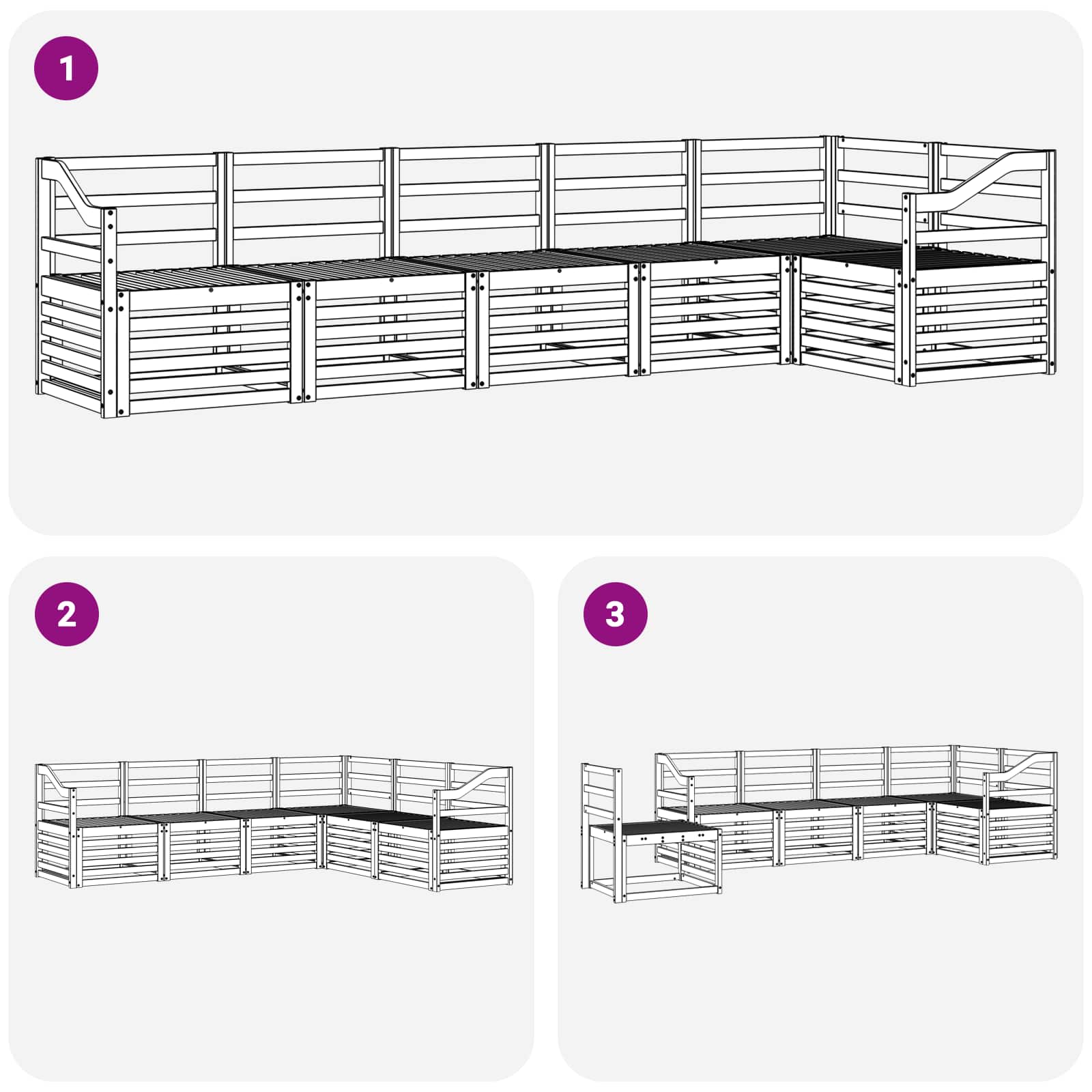 Outdoor-Sofagarnitur 6 pcs Weiß 304 x 126,5 x 73 cm